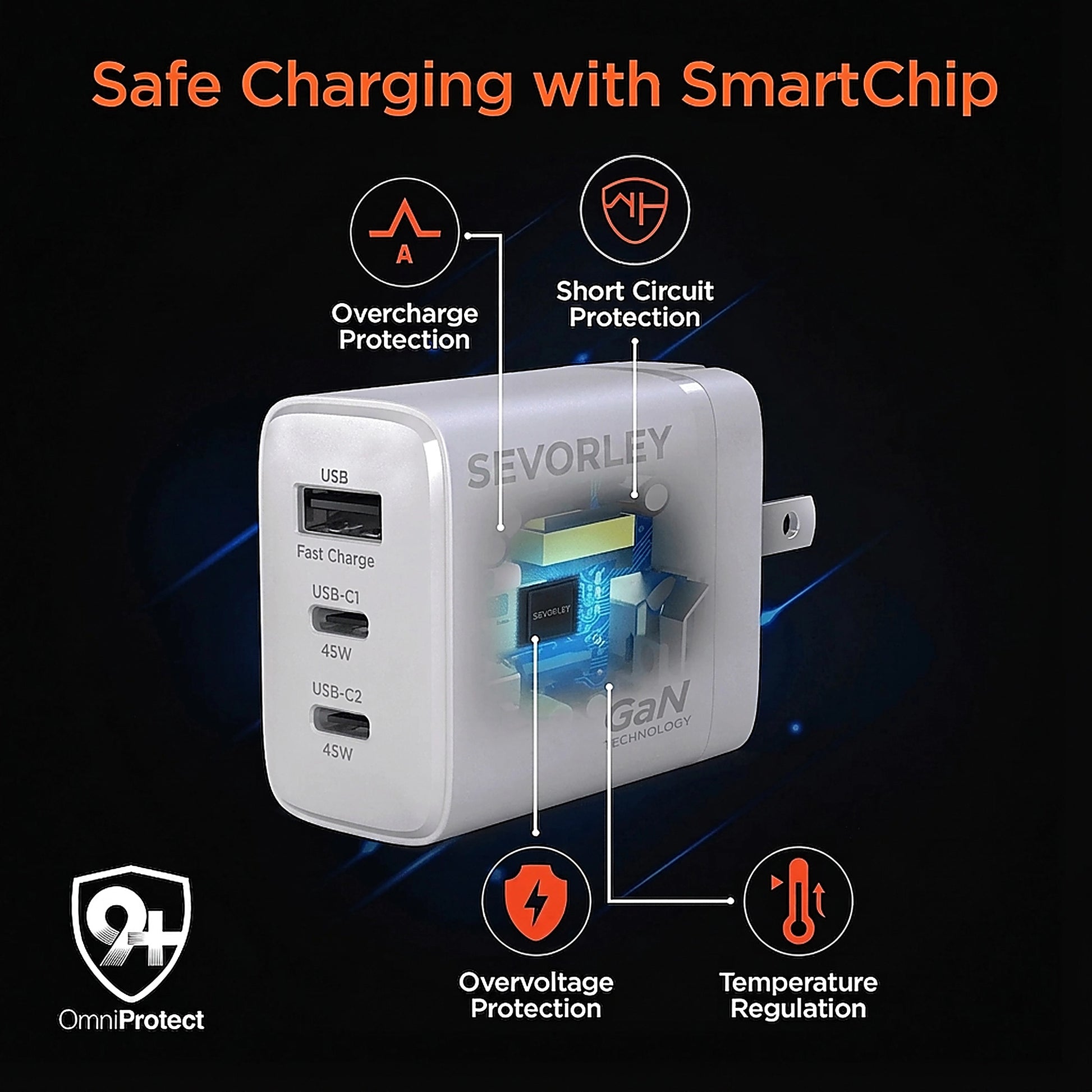 Doba HyperGear 45W USB-C PD PPS Tri-Port GaN Fast Wall Charger