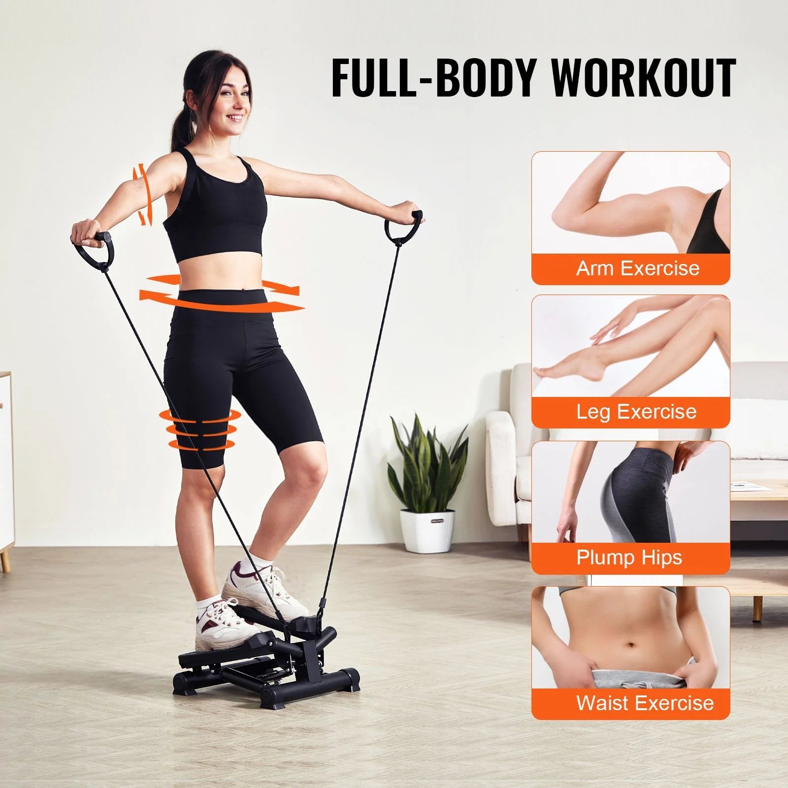Doba Stair Stepper, Mini Stepper for Exercise at Home, Hydraulic Fitness Twist Stepper with Resistance Bands, Full Body Workout Cardio Equipment, Stair Climber with LCD Monitor, 330LBS Load Capacity