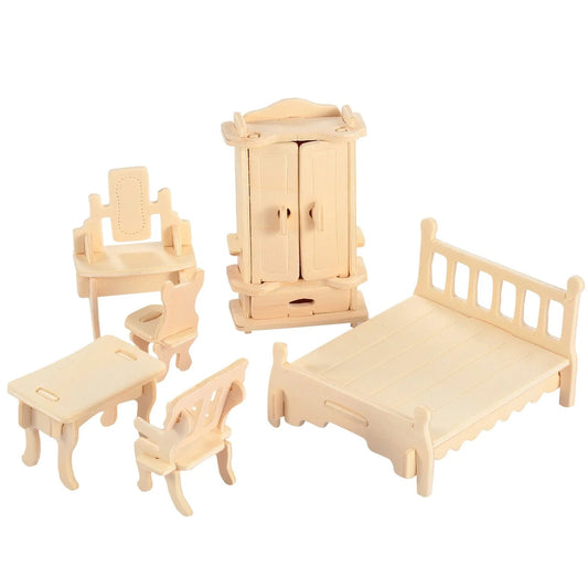 Doba 3D Wooden Dollhouse Furniture Puzzles DIY Miniature Furniture Models Set Wooden
