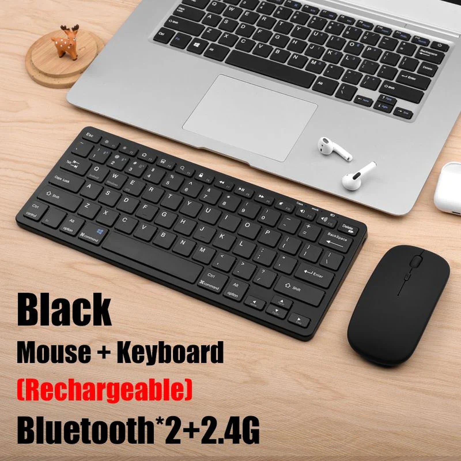 Doba Bluetooth 5.0 &amp; 2.4G Wireless Keyboard and Mouse Combo Mini Multimedia Keyboard Mouse Set For Laptop PC TV iPad Macbook Android China KM02 Set1