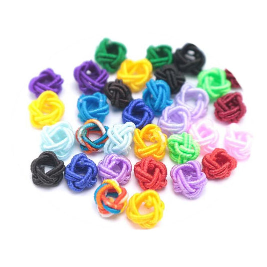 Doba 100Pcs 6mm Handmade Chinese Knots Loose Beads Knitting Pineapple Knots for DIY Beading Bracelet Necklace,Assorted Color Default