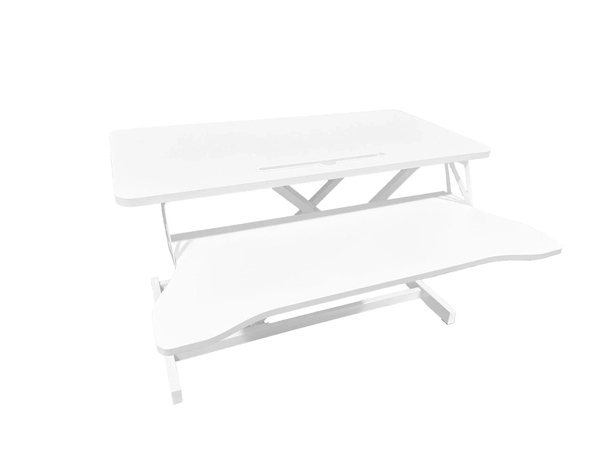 Doba 32 Inch Desk Converter, Height Adjustable Sit to Stand Riser, Dual Monitor and Laptop Workstation with Wide Keyboard Tray, White