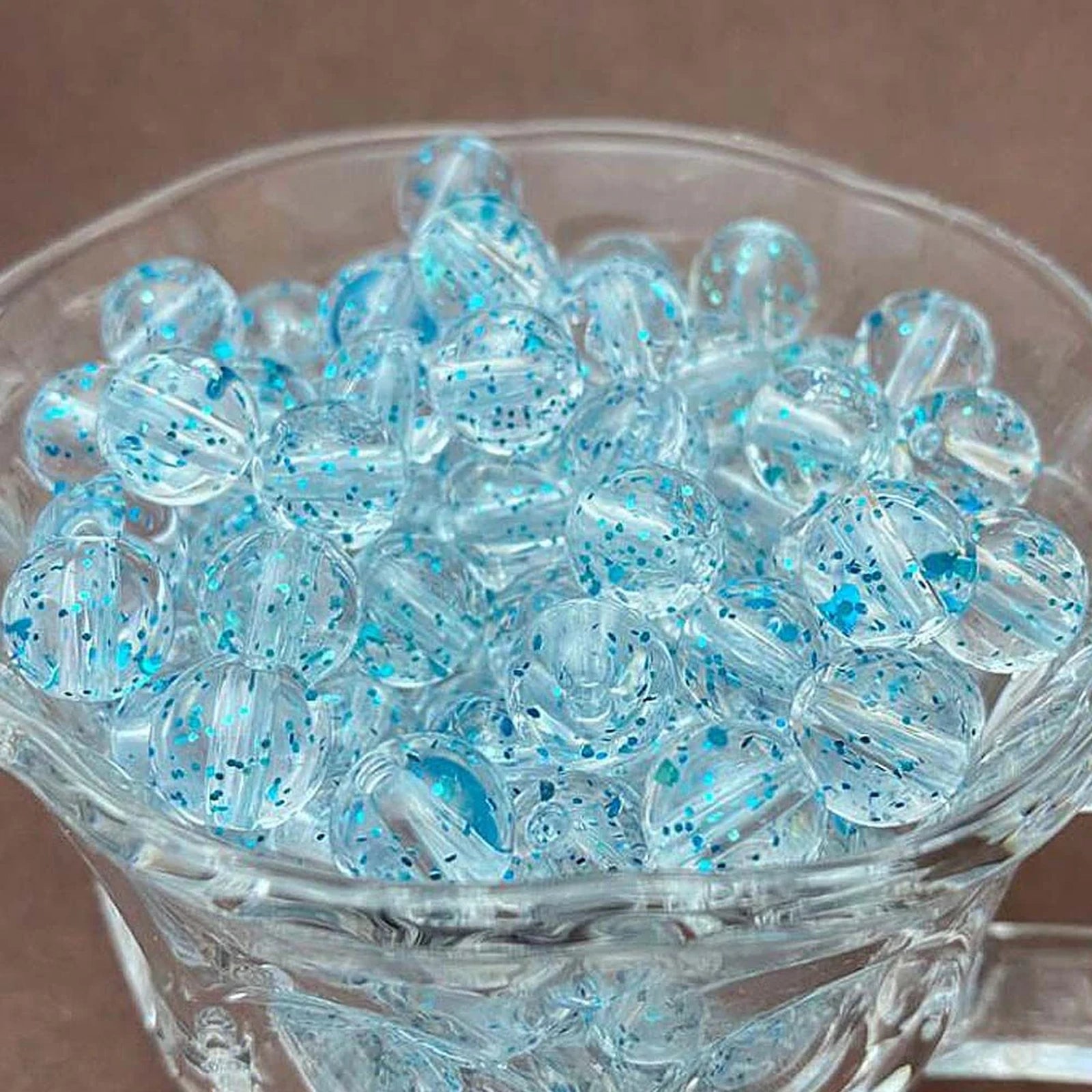 Doba 160Pcs 10mm Blue Transparent Acrylic Beads Round Ball Bling Bling Loose Beads Clear Craft Beads for Handbag Jewelry Making