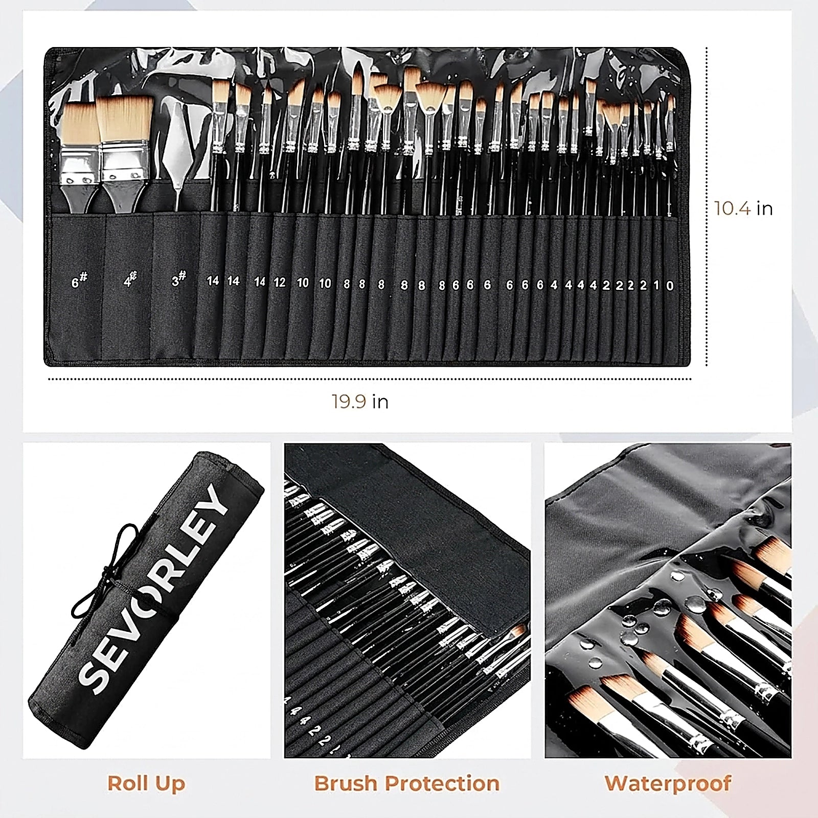 Doba 30pcs Paint Brush Set, Professional Paintbrushes with Paint Spatula and Cloth Roll, Craft Paint Brushes for Acrylic Painting, Oil, Watercolor, Gouache, Art Supplies for Artists and Beginners