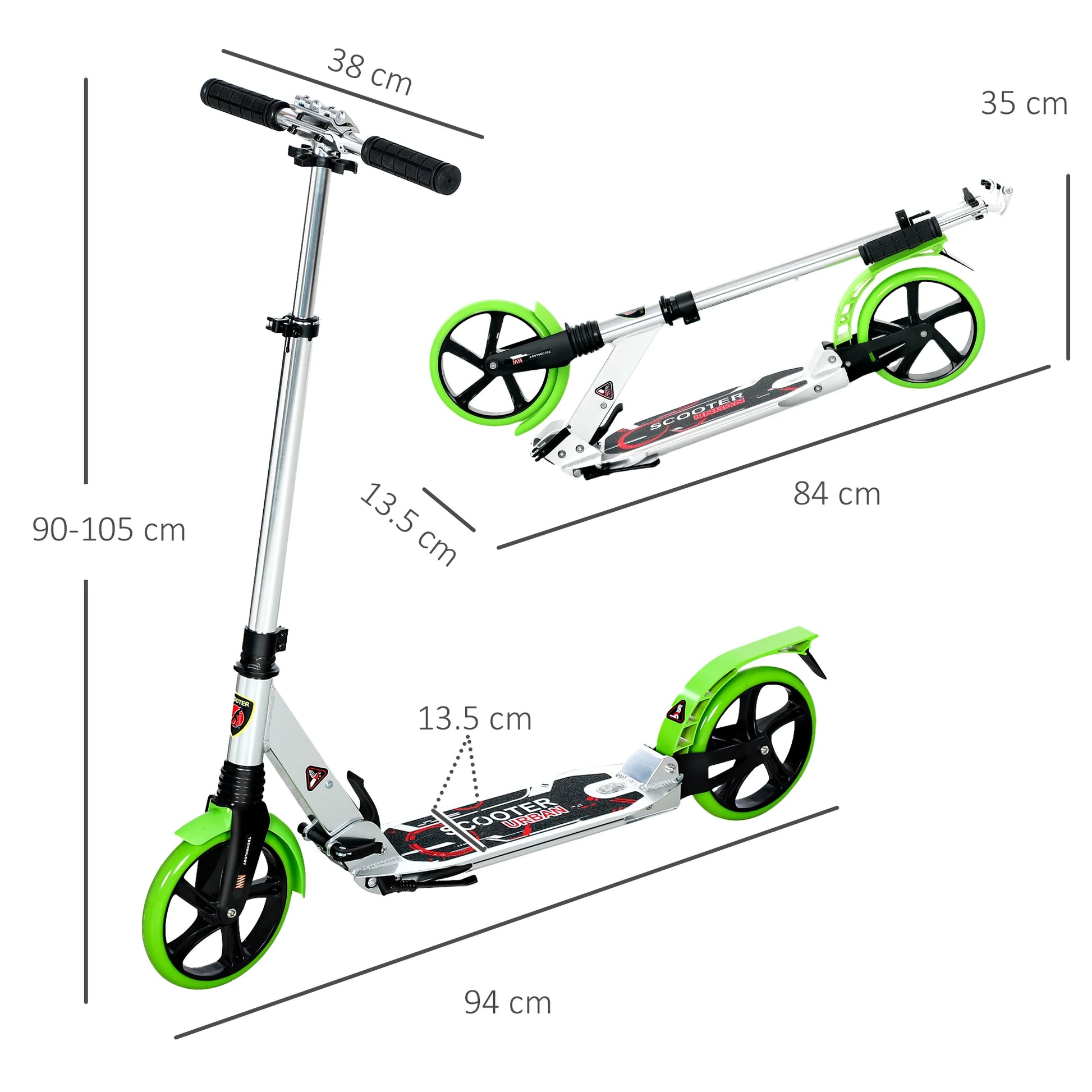 SEVORLEY Foldable Adult Kick Scooter – One-Step Folding Design, Lightweight Aluminum Frame, Responsive Rear Brake, Adjustable Handlebar Height, 100 kg Weight Capacity for Teens & Adults