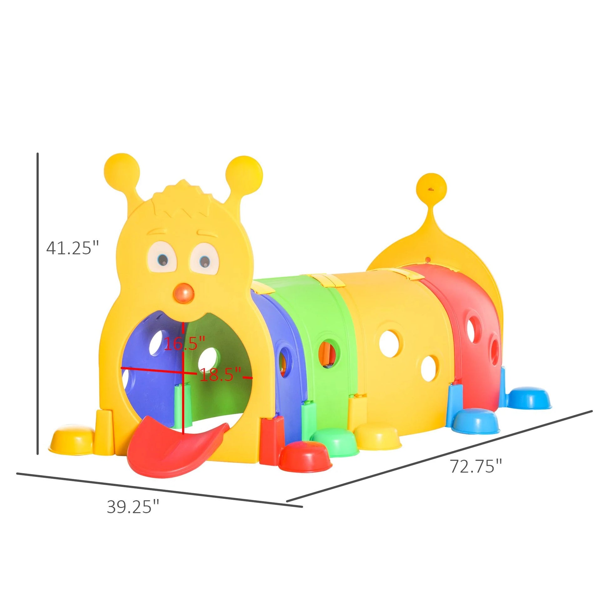 Doba Caterpillar Tunnel, Kids Outdoor Play, Multicolor 59 Inches Long, Non-toxic PP, Toddler Toy for 3-6 Years Old