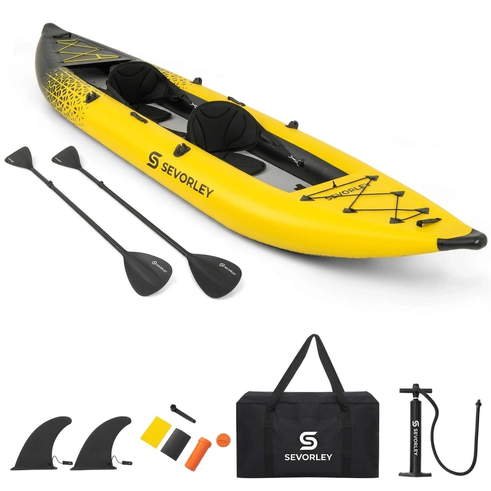 Doba Inflatable 2-person Kayak Set with Aluminium Oars and Repair Kit