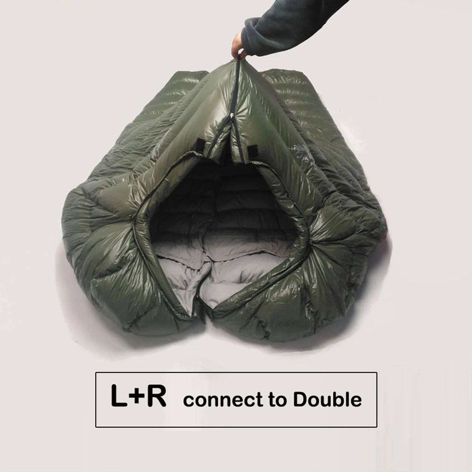 SEVORLEY Lightweight Mummy Sleeping Bag – 1500g Grey Down Fill, 20D Nylon Shell, 0-19℉ Temperature Rating, Zip Together for Double Bag, Portable with Storage Bag for Outdoor Camping