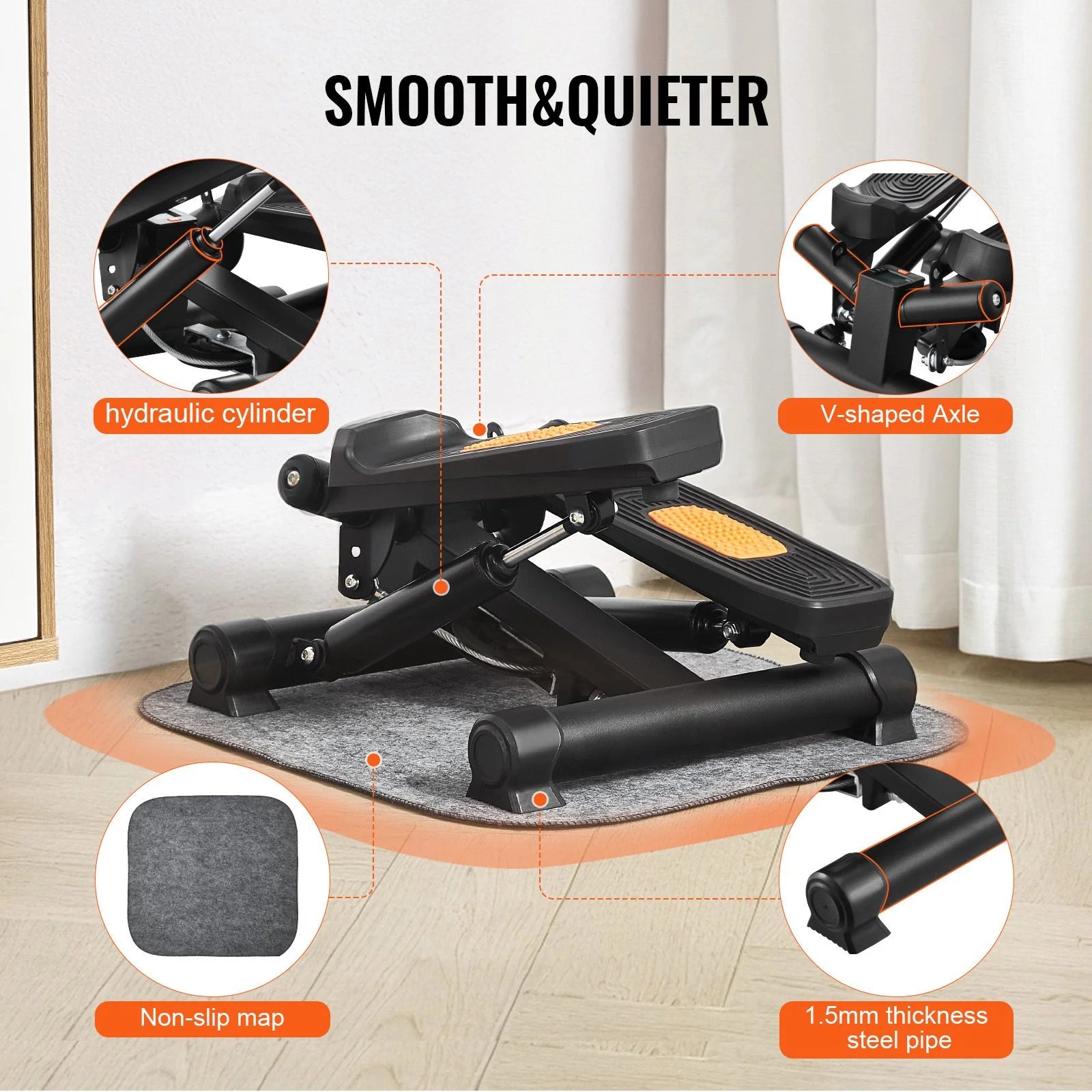 Doba Stair Stepper, Mini Stepper for Exercise at Home, Hydraulic Fitness Twist Stepper with Resistance Bands, Full Body Workout Cardio Equipment, Stair Climber with LCD Monitor, 330LBS Load Capacity
