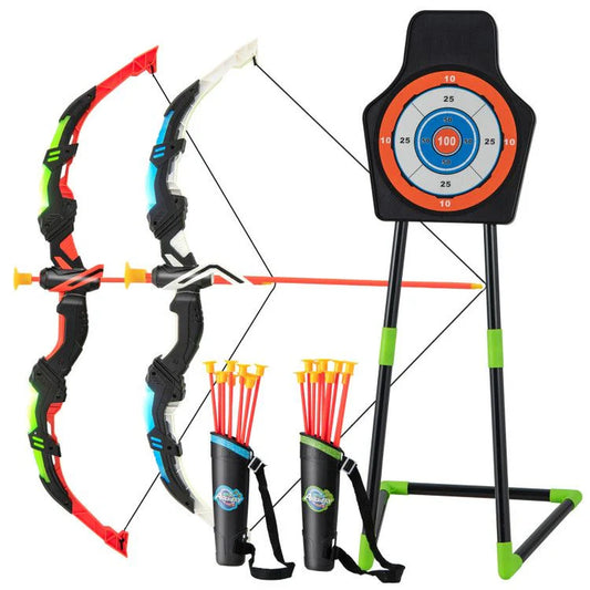 Doba Youth Archery Bow Set with LED Light Up Bow and 20 Suction Cup Arrows for Kids Blue+ Green
