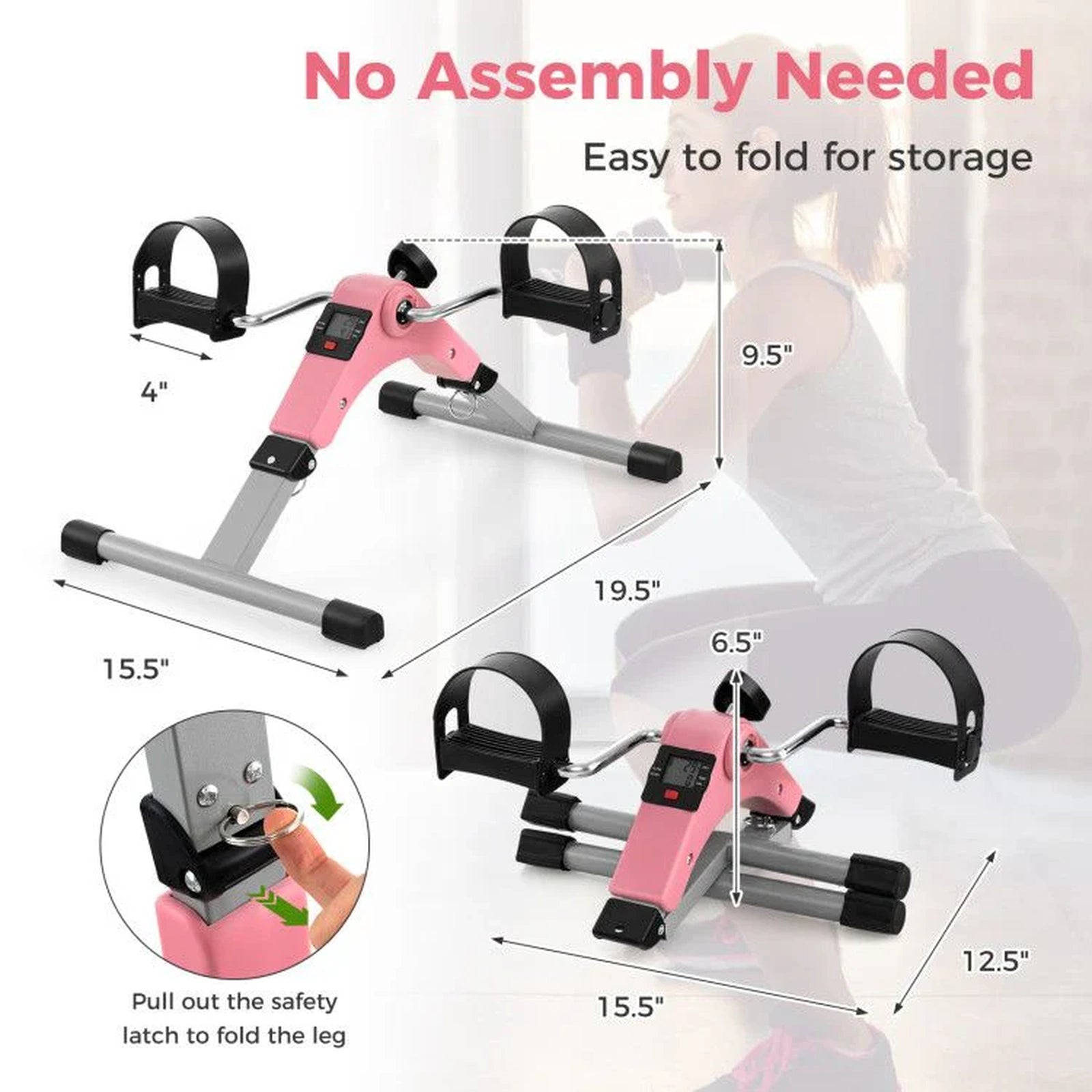 Doba Under Desk Exercise Bike Pedal Exerciser with LCD Display for Legs and Arms Workout