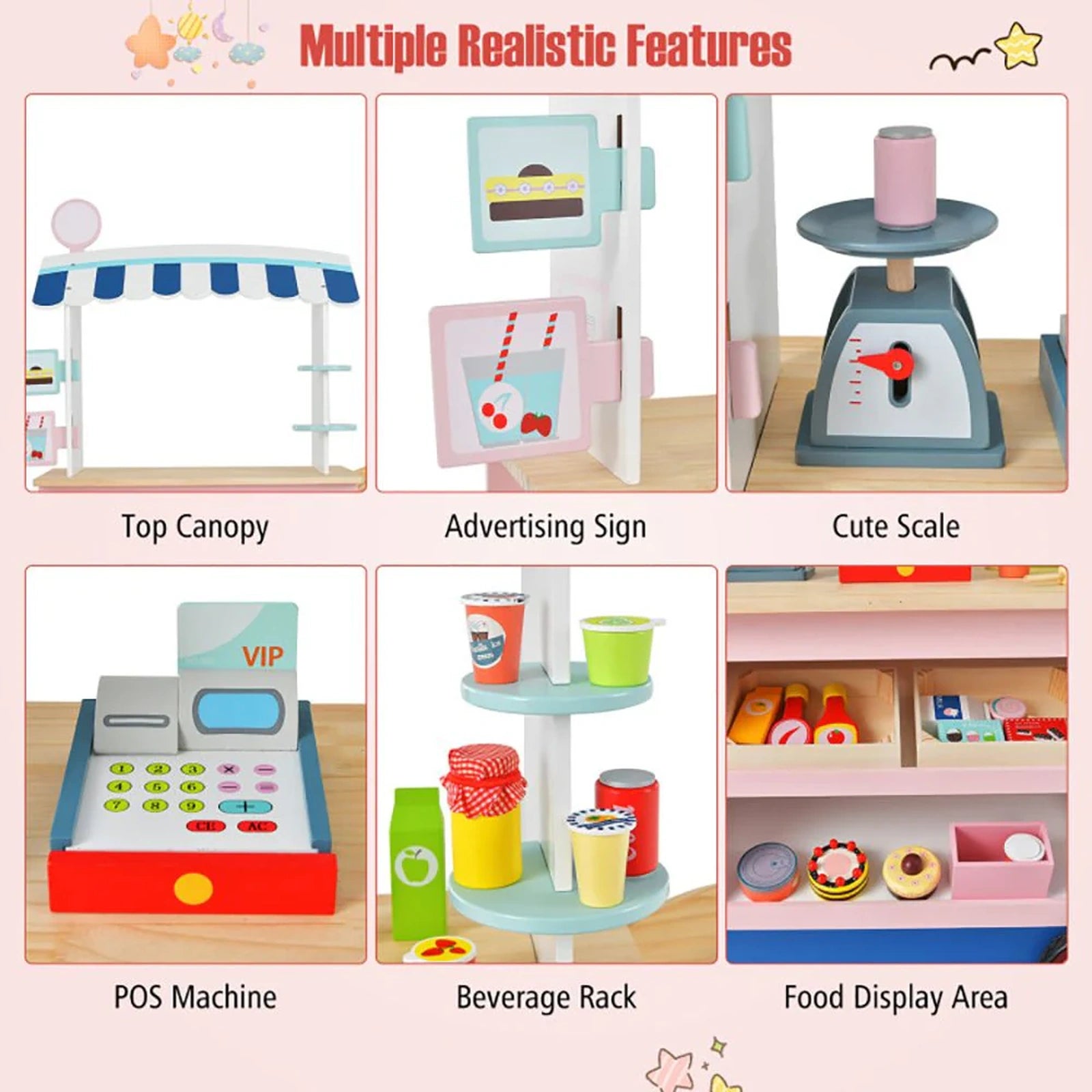 Doba Toy Cart Play Set with POS Machine and Lovely Scale