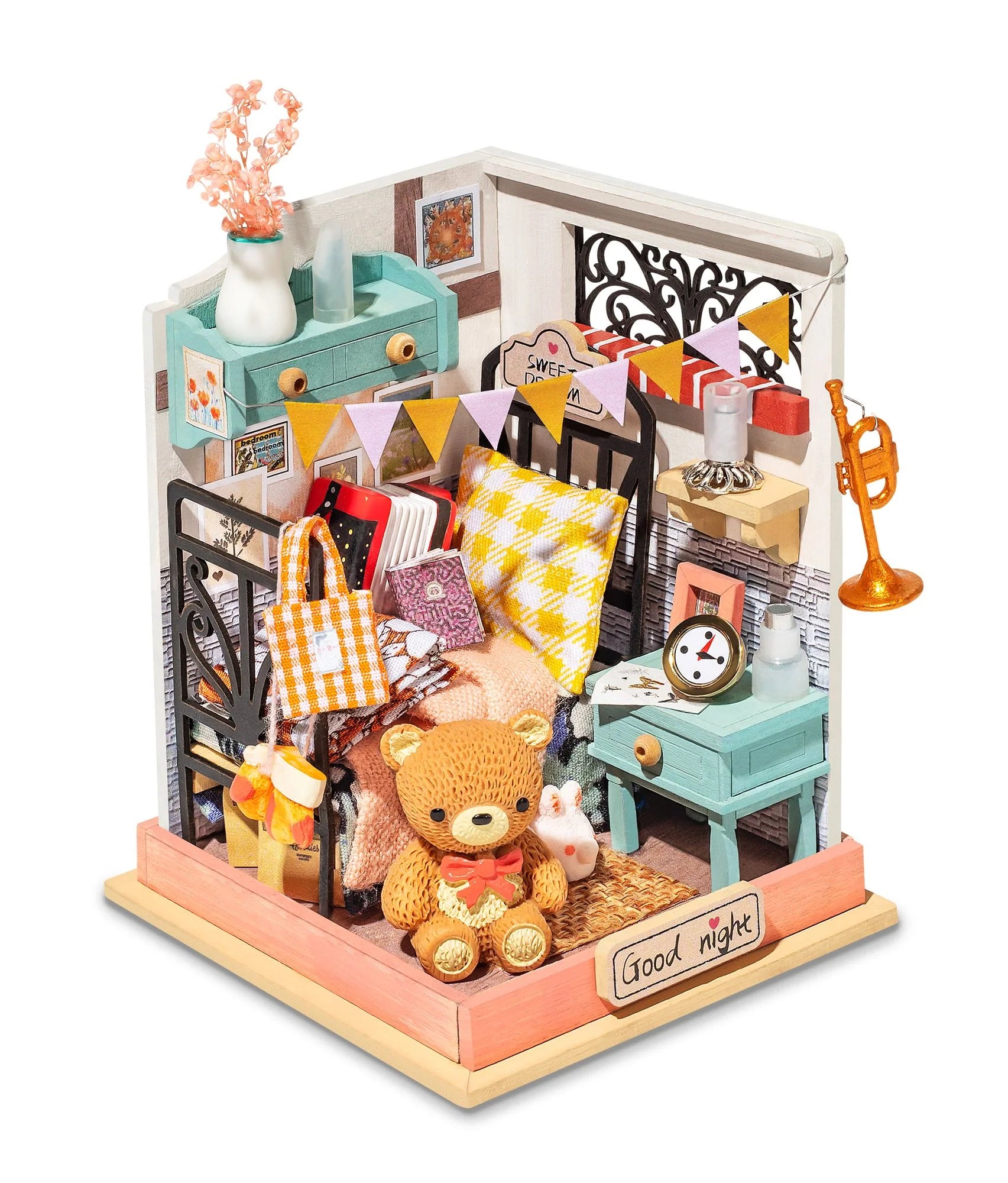 Doba Robotime DIY Taste Life Kitchen Doll House with Furniture Children Adult Miniature Dollhouse Bubble Bath Wooden Kits Toy Gift DS China DS016 Sweet Dream