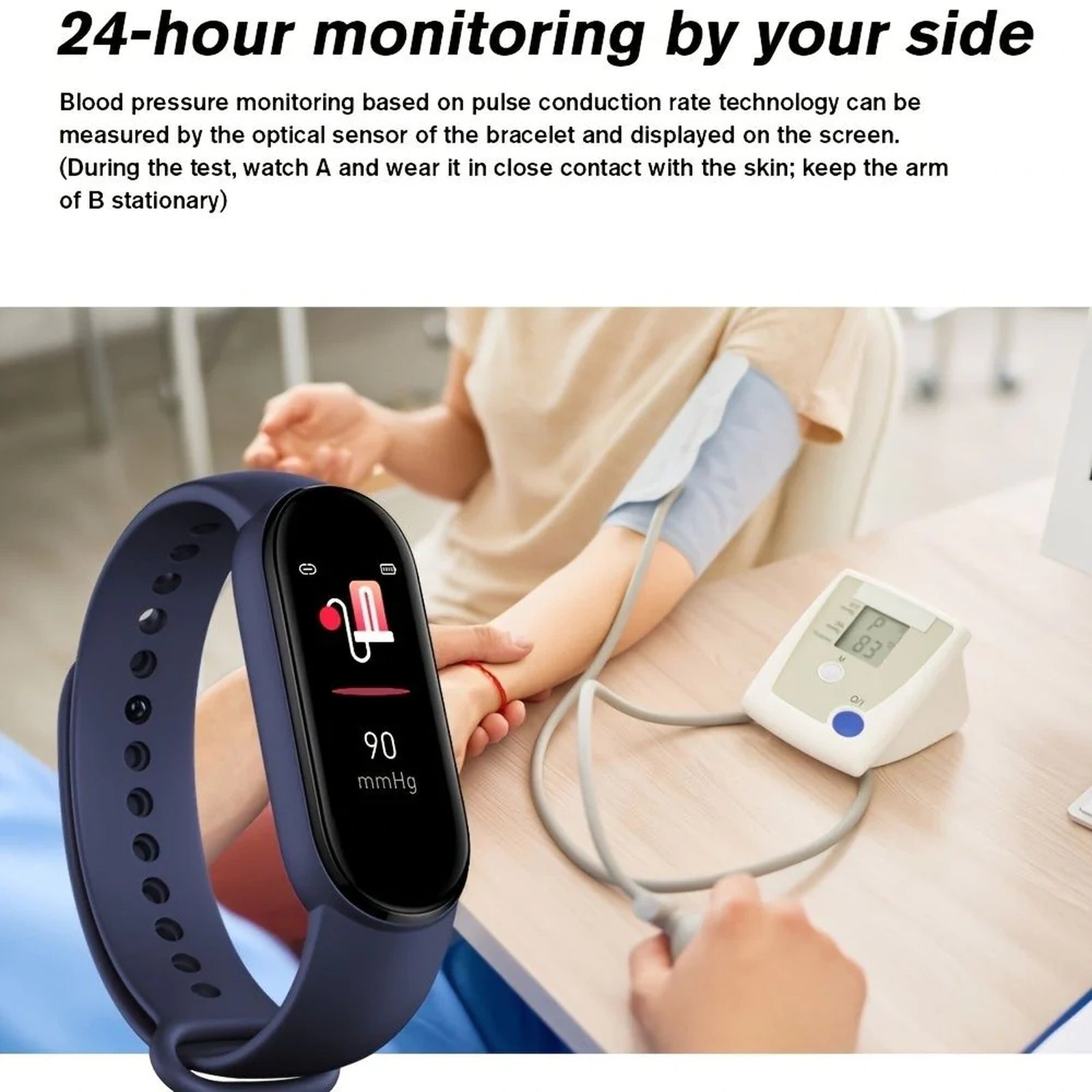 Doba Unisex M6 Fitness Tracker; Smart Watch With Heart Rate Sleep Blood Oxygen Monitor; IP68 Waterproof Watch; Step Calorie Counter Pedometer For Android IOS