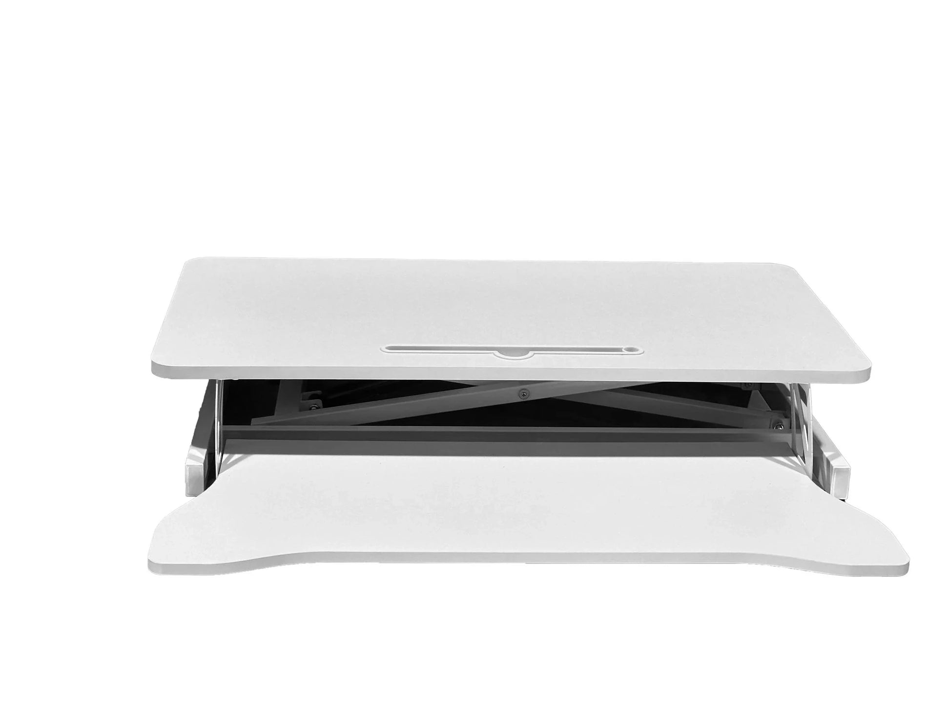 Doba 32 Inch Desk Converter, Height Adjustable Sit to Stand Riser, Dual Monitor and Laptop Workstation with Wide Keyboard Tray, White