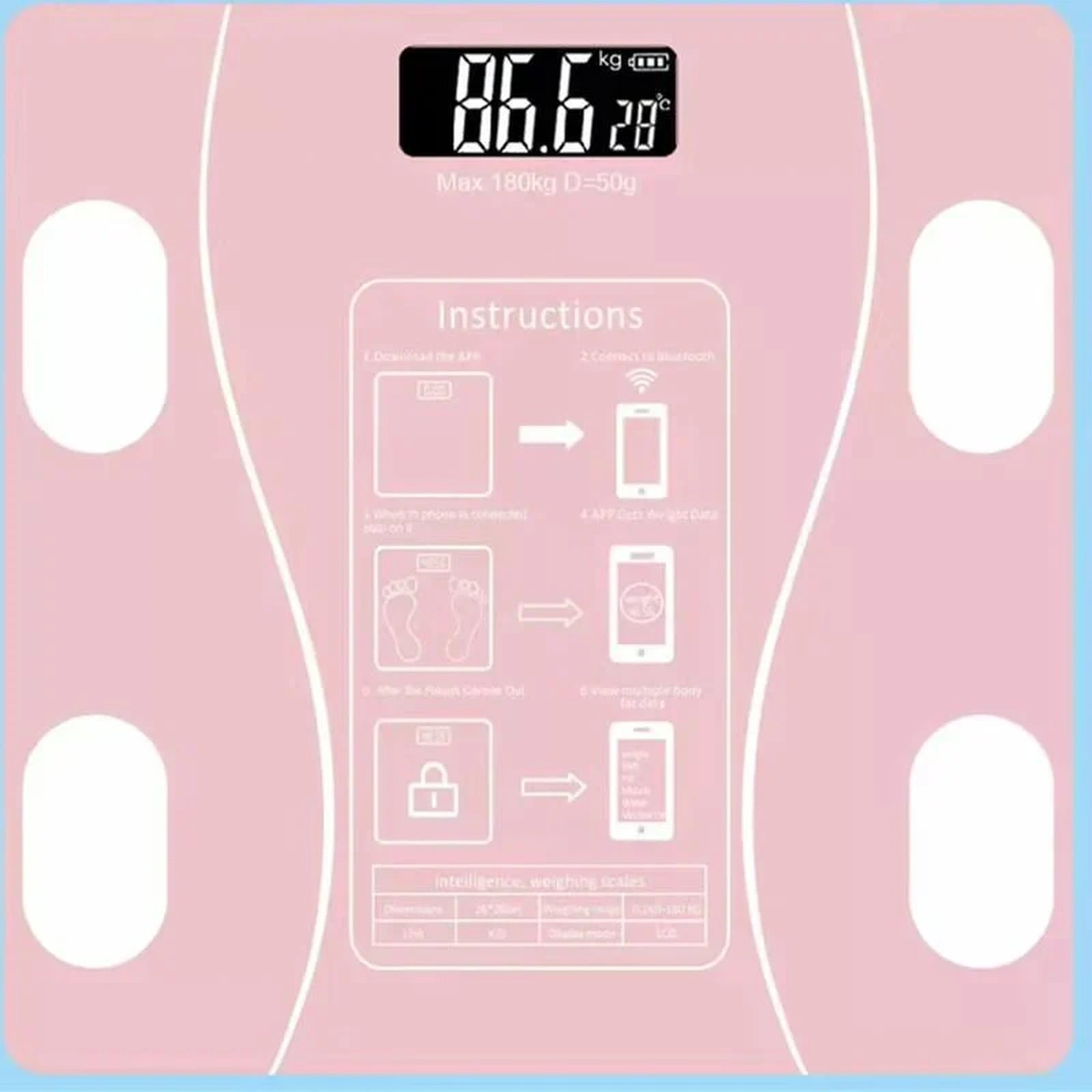 Doba Body Fat Scale Smart Wireless Digital Bathroom Weight Scale Body Composition Analyzer With Smartphone App Bluetooth-compatible Pink