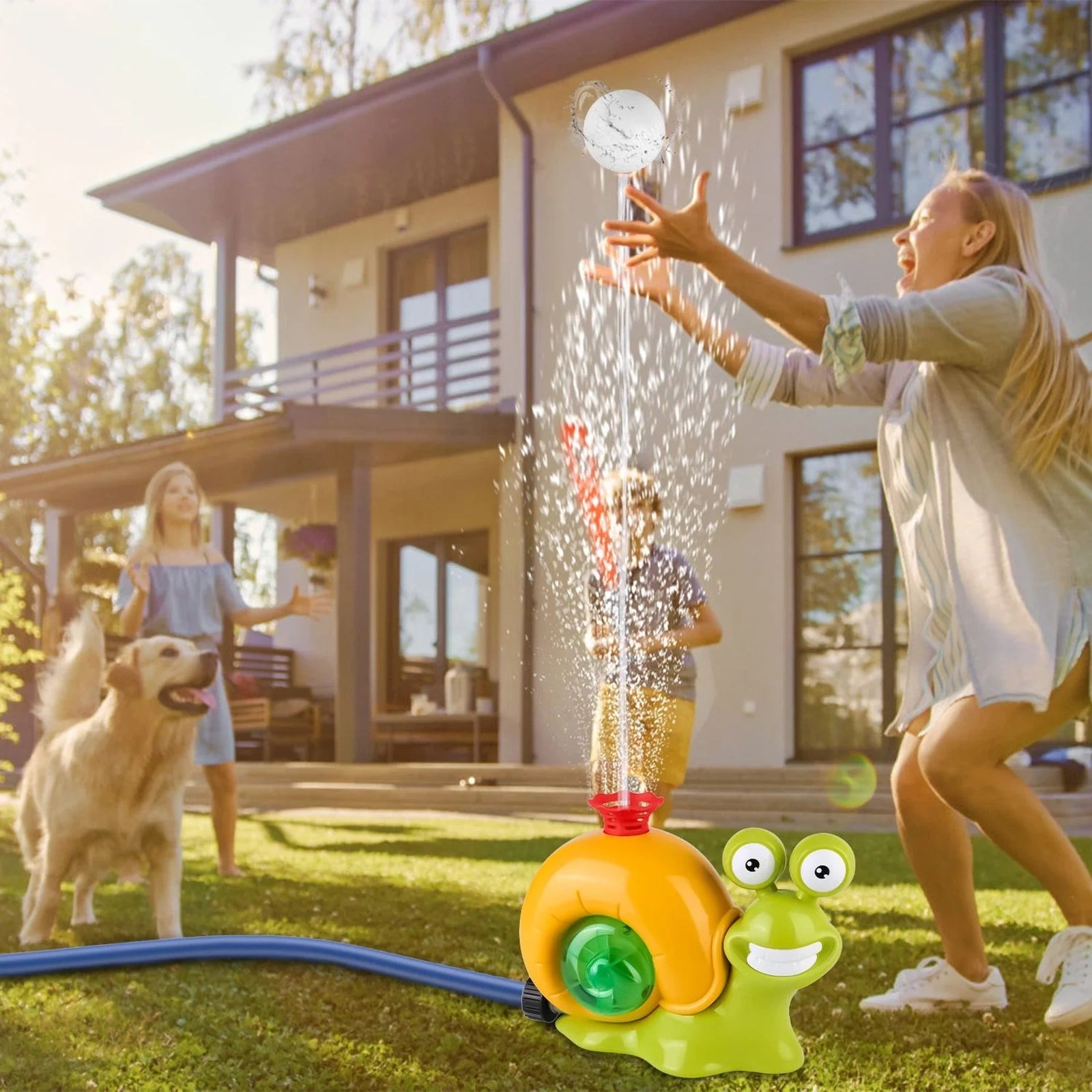Doba 2 In 1 Snail Water Sprinkler Baseball Toy With 2 Sprinkler Nozzles 360° Rotating Spray Baseball Sprinkler Summer Water Toy For 4-8Years Old Boys Girls Backyard Pool Garden Lawn