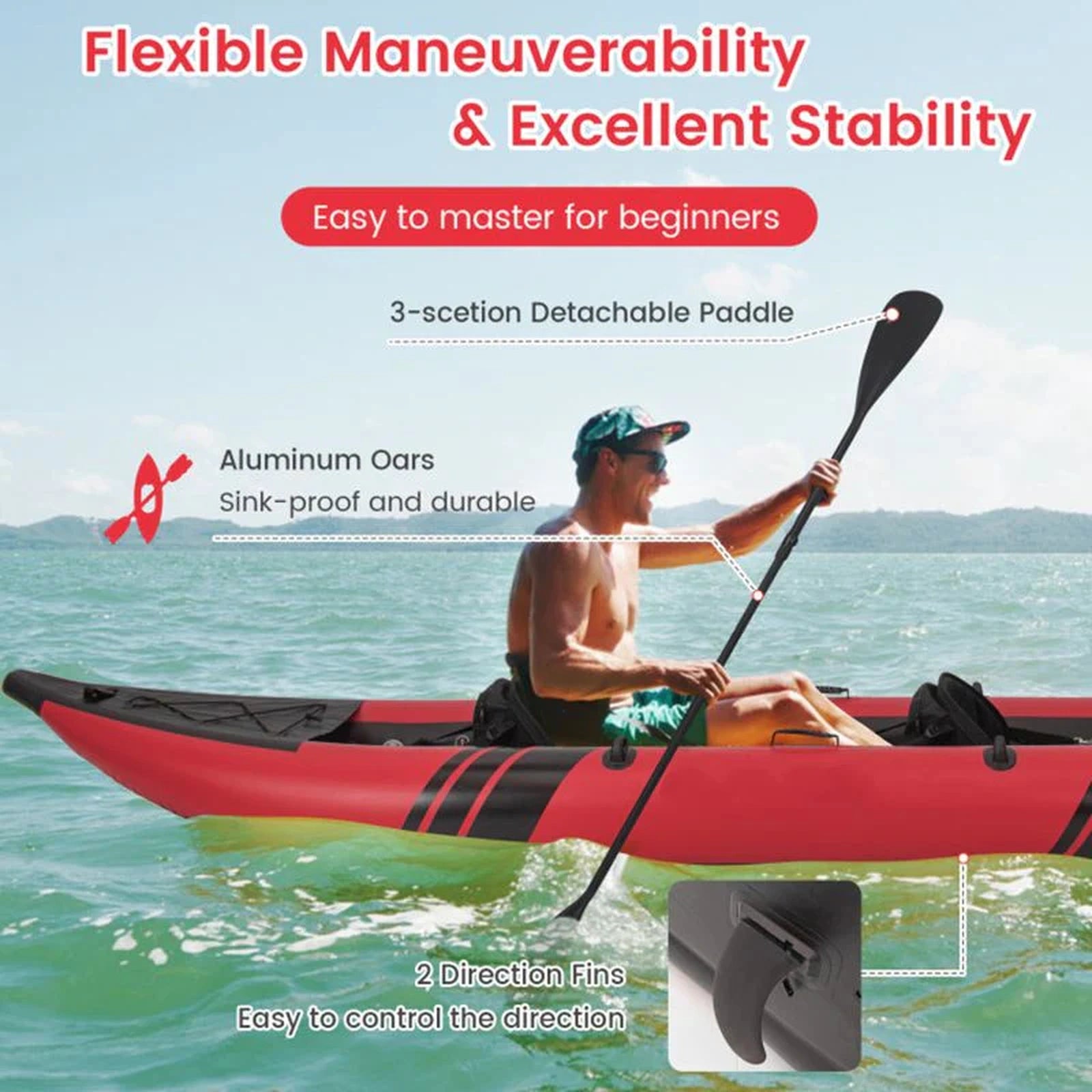 Doba Inflatable 2-person Kayak Set with Aluminium Oars and Repair Kit