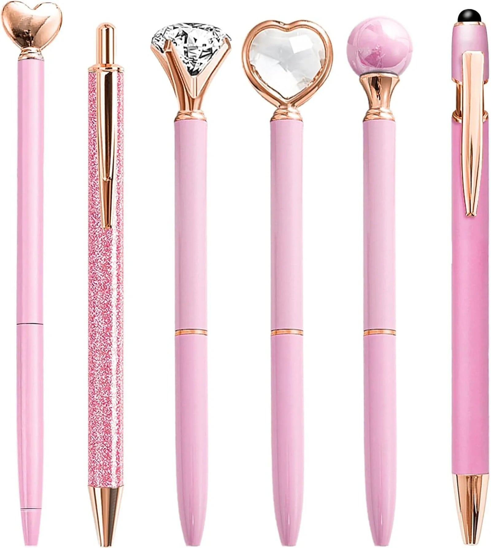 Doba Pink Pens for Women, 6 Pcs Cute Pens Ballpoint Pen Bulk, 1.0mm Medium Point Black Ink, Office and School Supplies Fancy Nice Pen Gifts for Girls Nurse Teacher (Pink) Pink