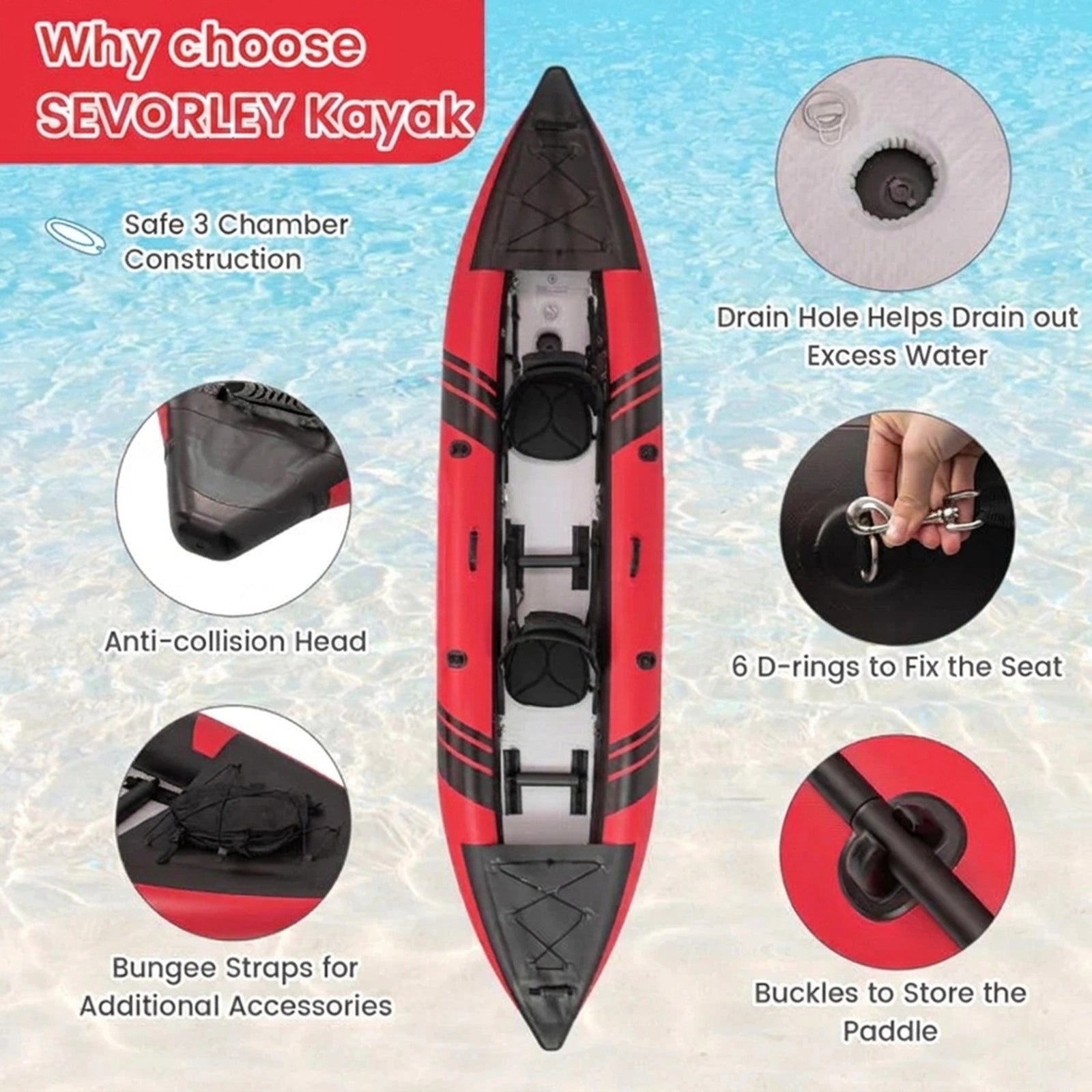 Doba Inflatable 2-person Kayak Set with Aluminium Oars and Repair Kit