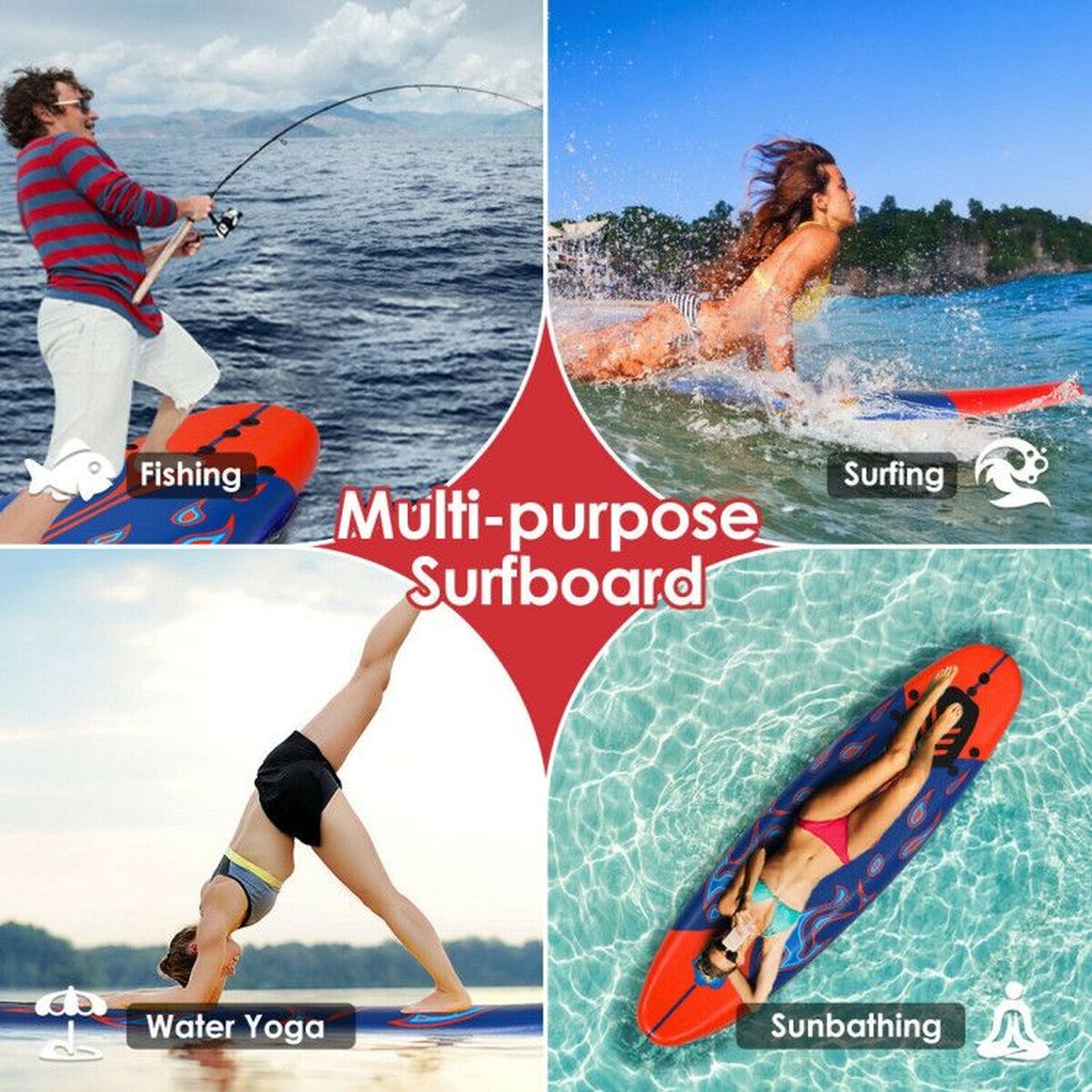 Doba 6 Feet Surfboard with 3 Detachable Fins