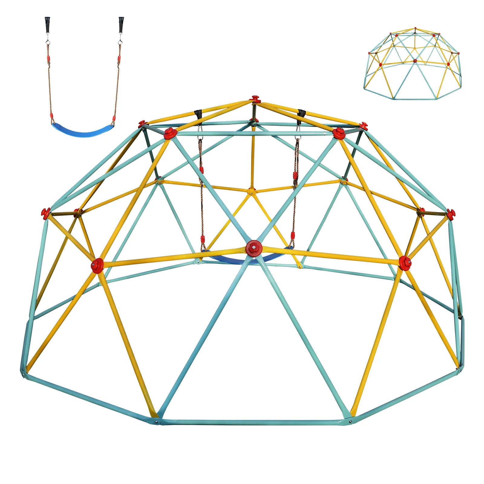 SEVORLEY Heavy-Duty Dome Climber – 10ft x 10ft x 5ft Outdoor Jungle Gym with Hammock, Hot-Dip Galvanized Steel Frame, Supports Up to 1000 lbs, Ages 3-10, Backyard Playground Set