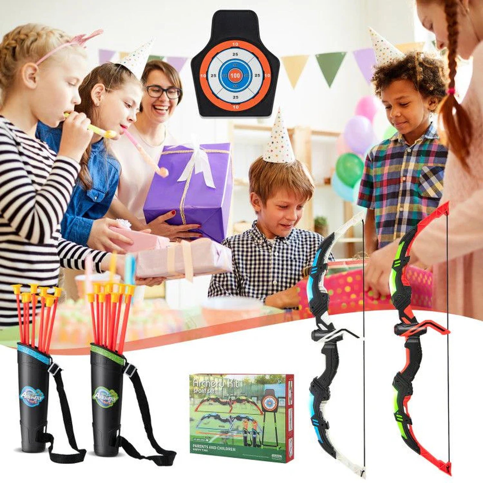 Doba Youth Archery Bow Set with LED Light Up Bow and 20 Suction Cup Arrows for Kids