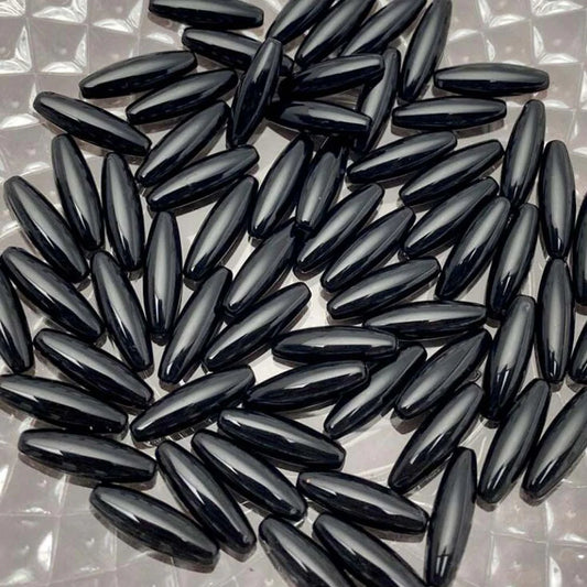 Doba 650Pcs Black Ellipse Shape Loose Beads Acrylic Long Tube Loose Beads for DIY Handbag Jewelry Projects Bracelets