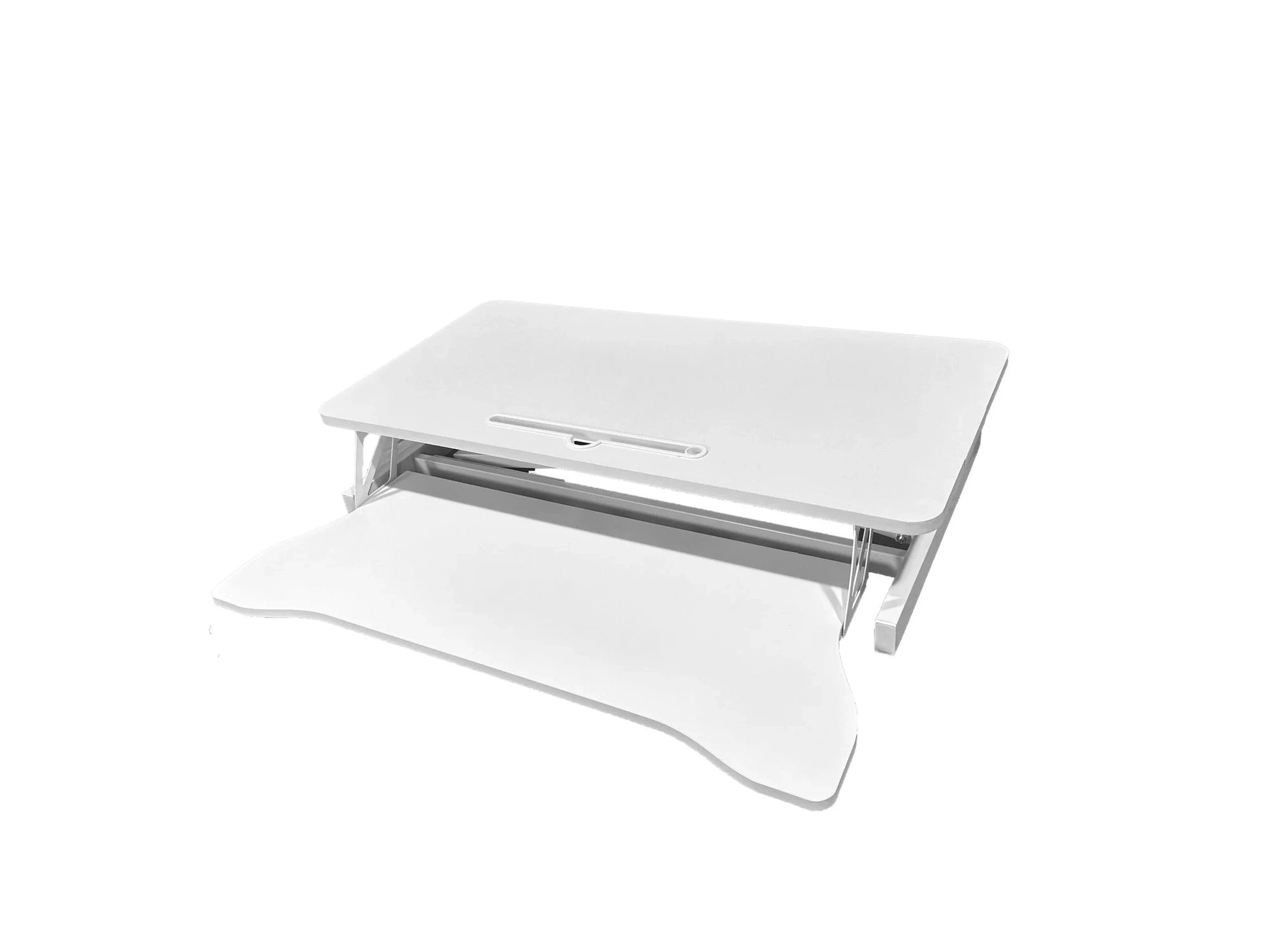 Doba 32 Inch Desk Converter, Height Adjustable Sit to Stand Riser, Dual Monitor and Laptop Workstation with Wide Keyboard Tray, White