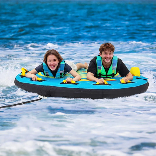 Doba 3-Person Inflatable Boat Tube Towable Platform with Double Valves Blue