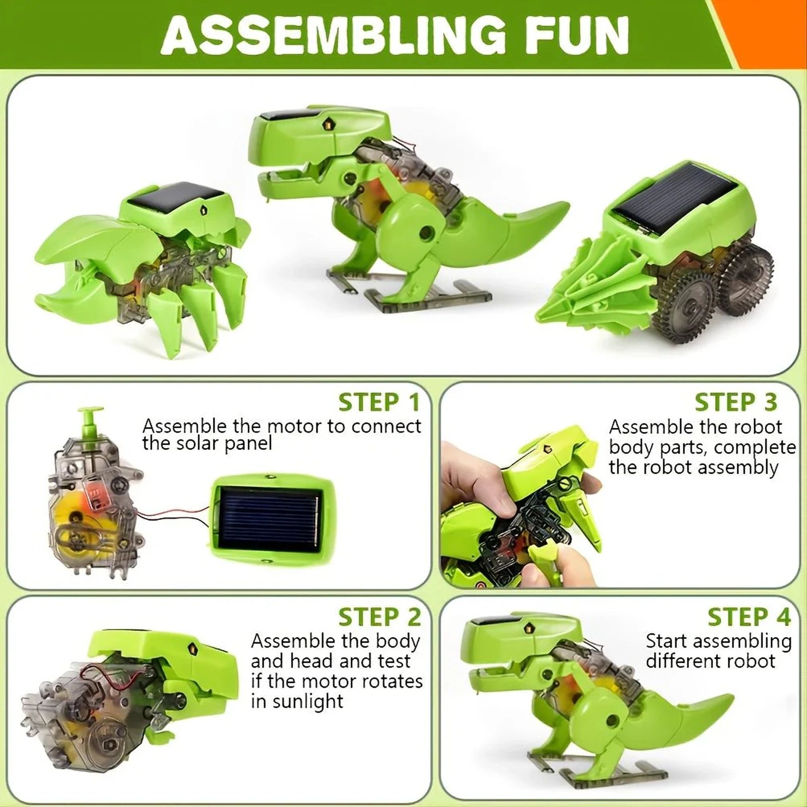 Doba 3in1 Solar Robot Toys Science Kits Kids Age 8 9 10 11 12 STEM Learning Educational Building Engineering Gifts Toy Boys