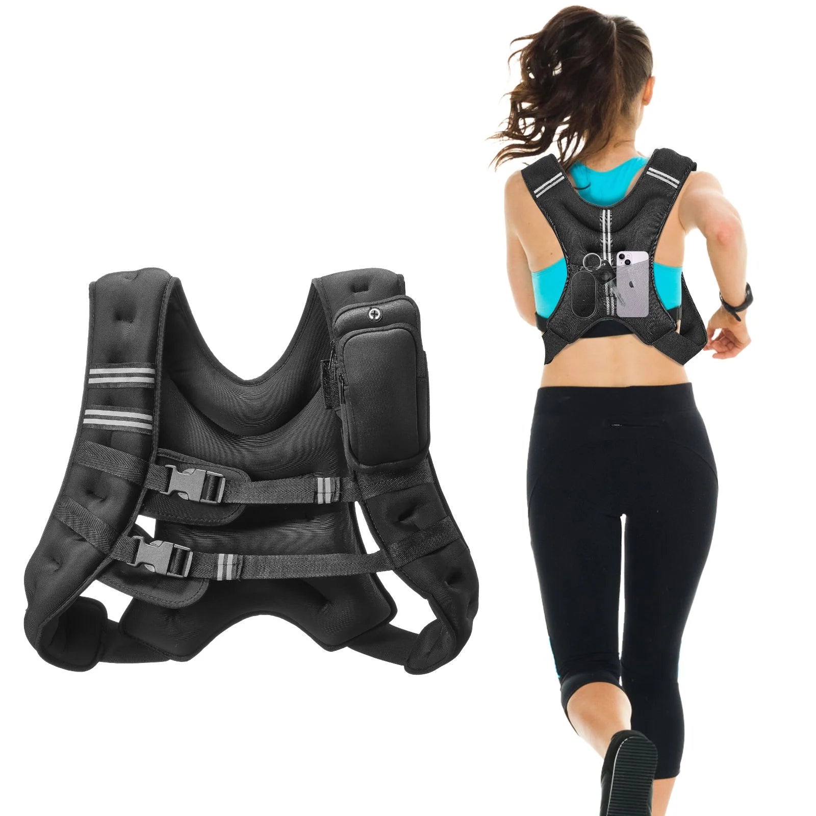 Doba Reflective Adjustable Weight Vest, 20 lbs - Perfect for Fitness, Running, and Bodyweight Workouts