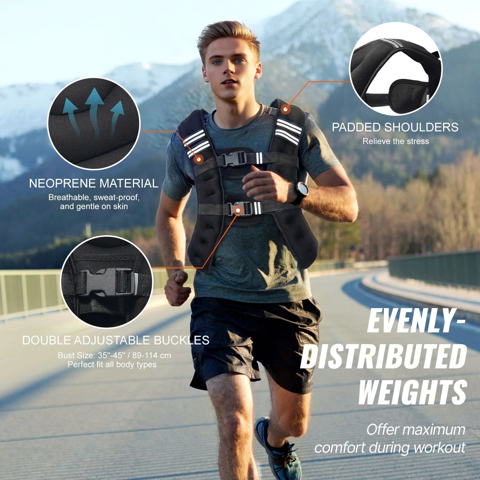 Doba Reflective Adjustable Weight Vest, 20 lbs - Perfect for Fitness, Running, and Bodyweight Workouts