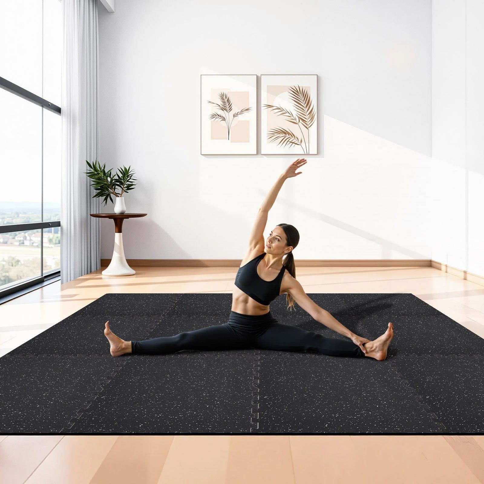 Doba Puzzle Exercise Mat, 12 PCS Fitness Equipment Mats, 24 x 24 x 0.4 in, High-Density EVA Foam Mats Set, Interlocking Rubber Soft Tiles, Protective Floor Padding with White Dots for Home Gym Office