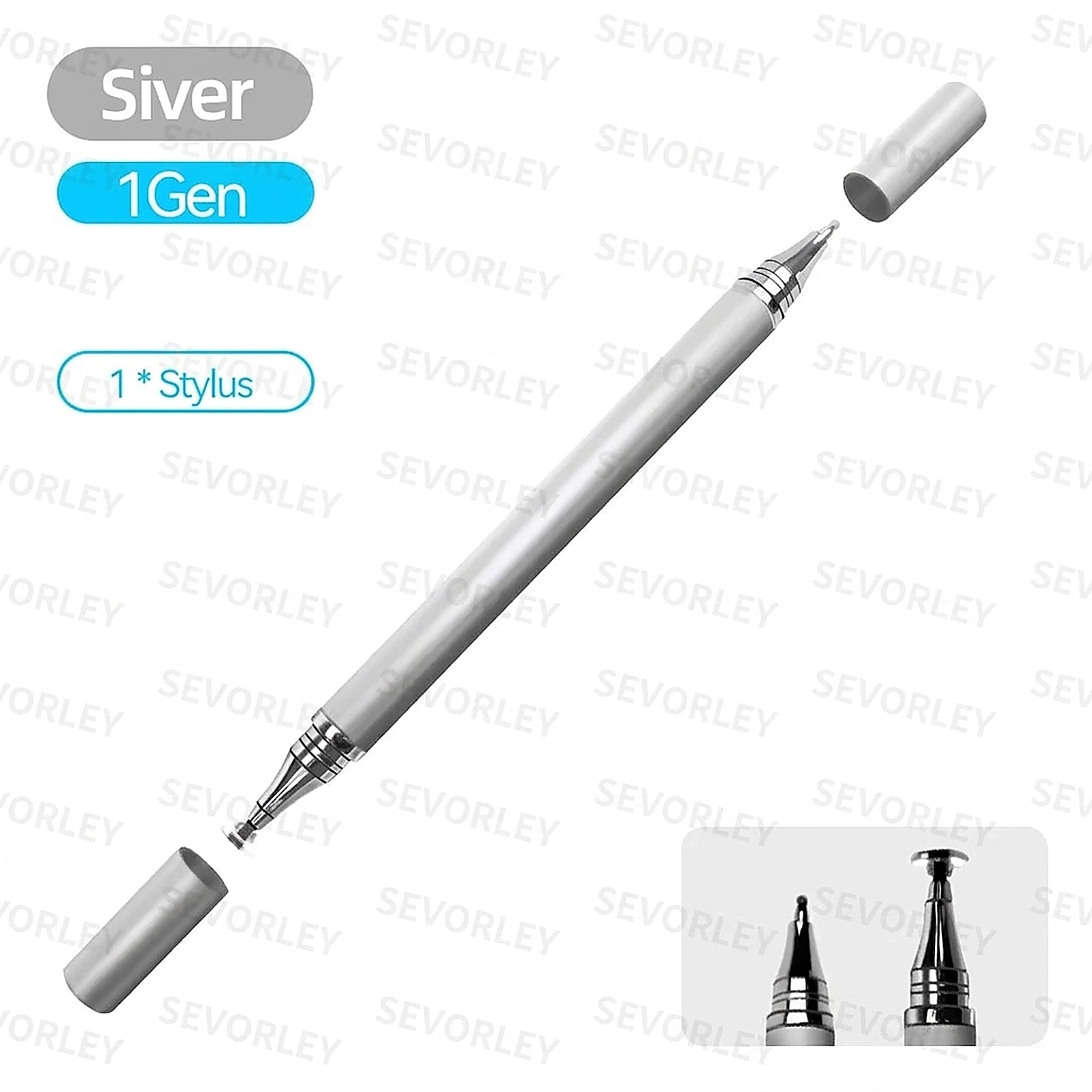 Doba 2 in 1 Universal Stylus Pen For Tablet Mobile Android ios Phone iPad Accessories Drawing Tablet Capacitive Screen Touch Pen Silver