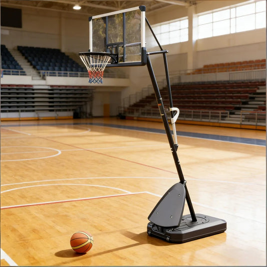 SEVORLEY Adjustable Portable Basketball Hoop – 8.5-10 ft Height Range, Ball Return System, Heavy-Duty Base with Wheels, PE Backboard for Driveway & Home Court