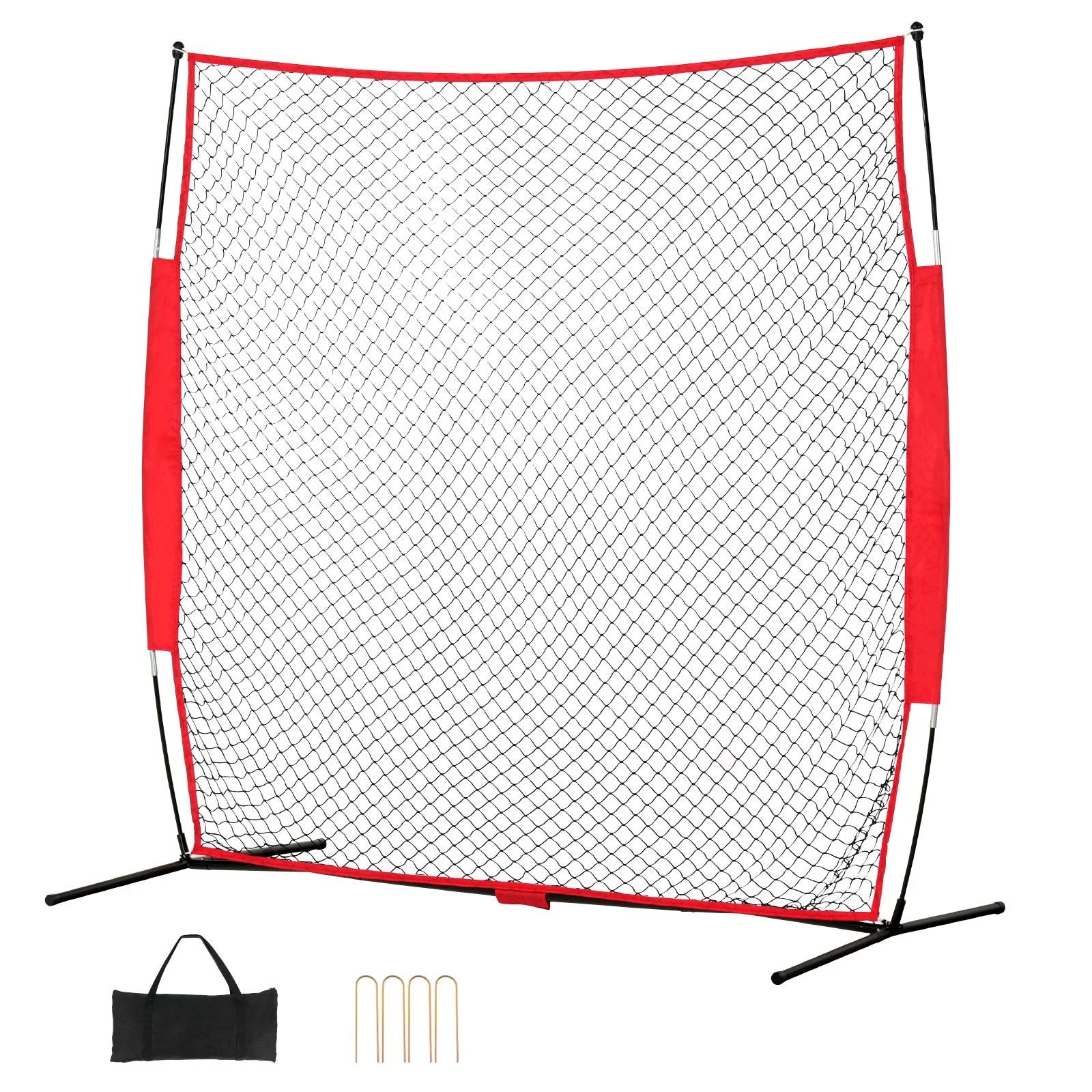Doba Barricade Backstop Net, 7x7 ft Ball Sports Barrier Netting, Portable Practice Equipment with Carry Bag, Protection Screen for Baseball Softball Lacrosse Soccer Hockey Training, for Backyard