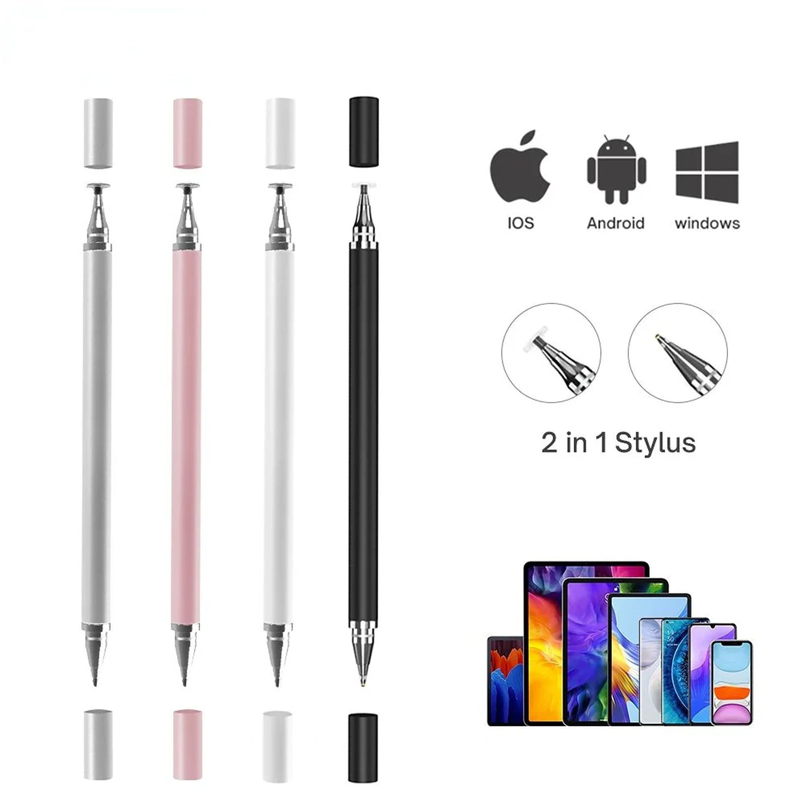 Doba 2 in 1 Universal Stylus Pen For Tablet Mobile Android ios Phone iPad Accessories Drawing Tablet Capacitive Screen Touch Pen 4 Packs