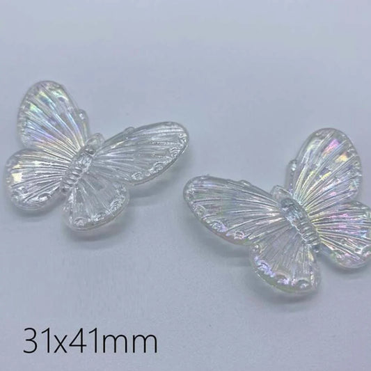 Doba 20Pcs Acrylic Butterfly Beads DIY Transparent Loose Beads for Phone Case Decorative Purse Keychain Earrings Making