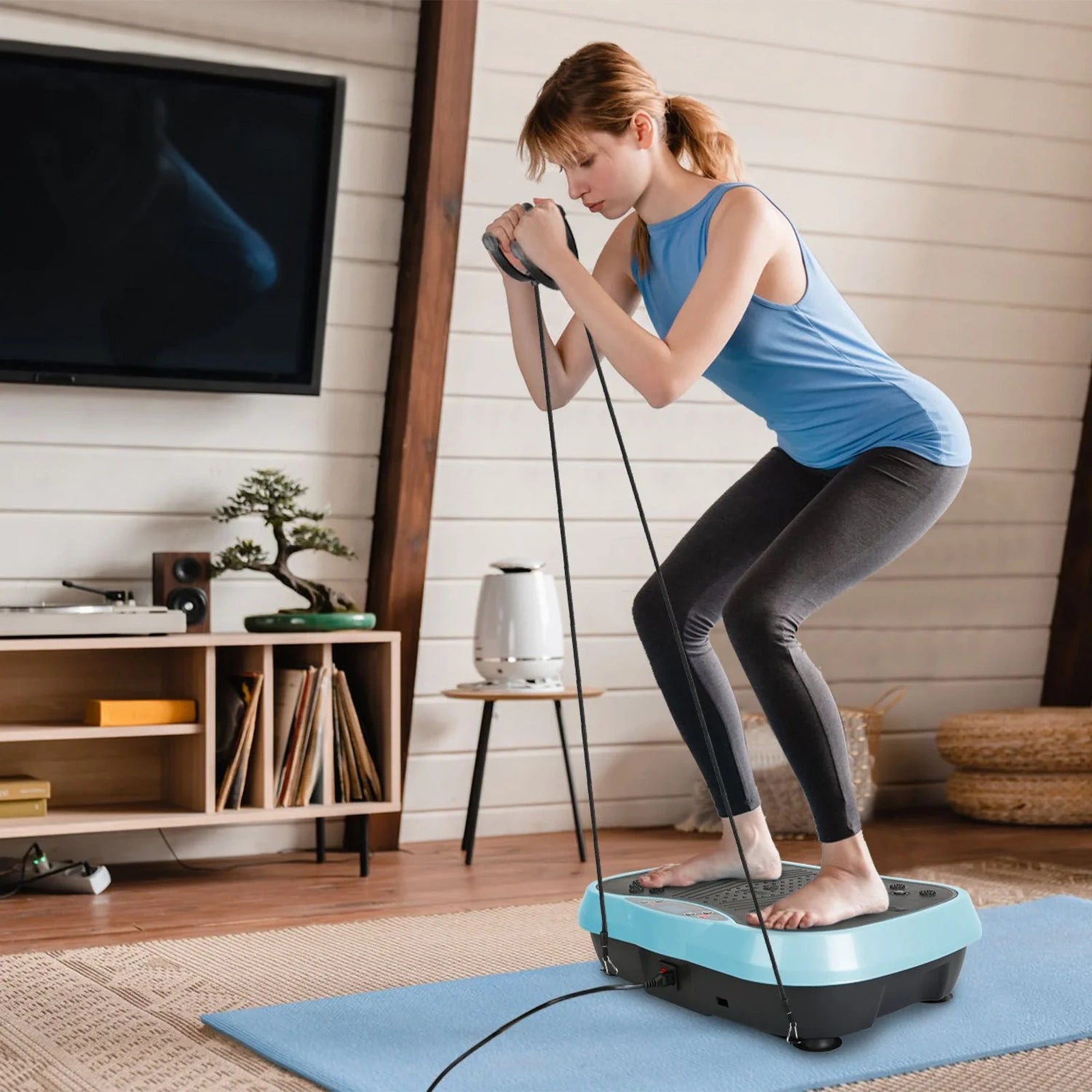 Doba Vibration Exercise Machine With Resistant Bands Remote Control Whole Body Vibration Platform Workout Equipment Home Fitness Training Equipment For Weight Loss Fat Burner