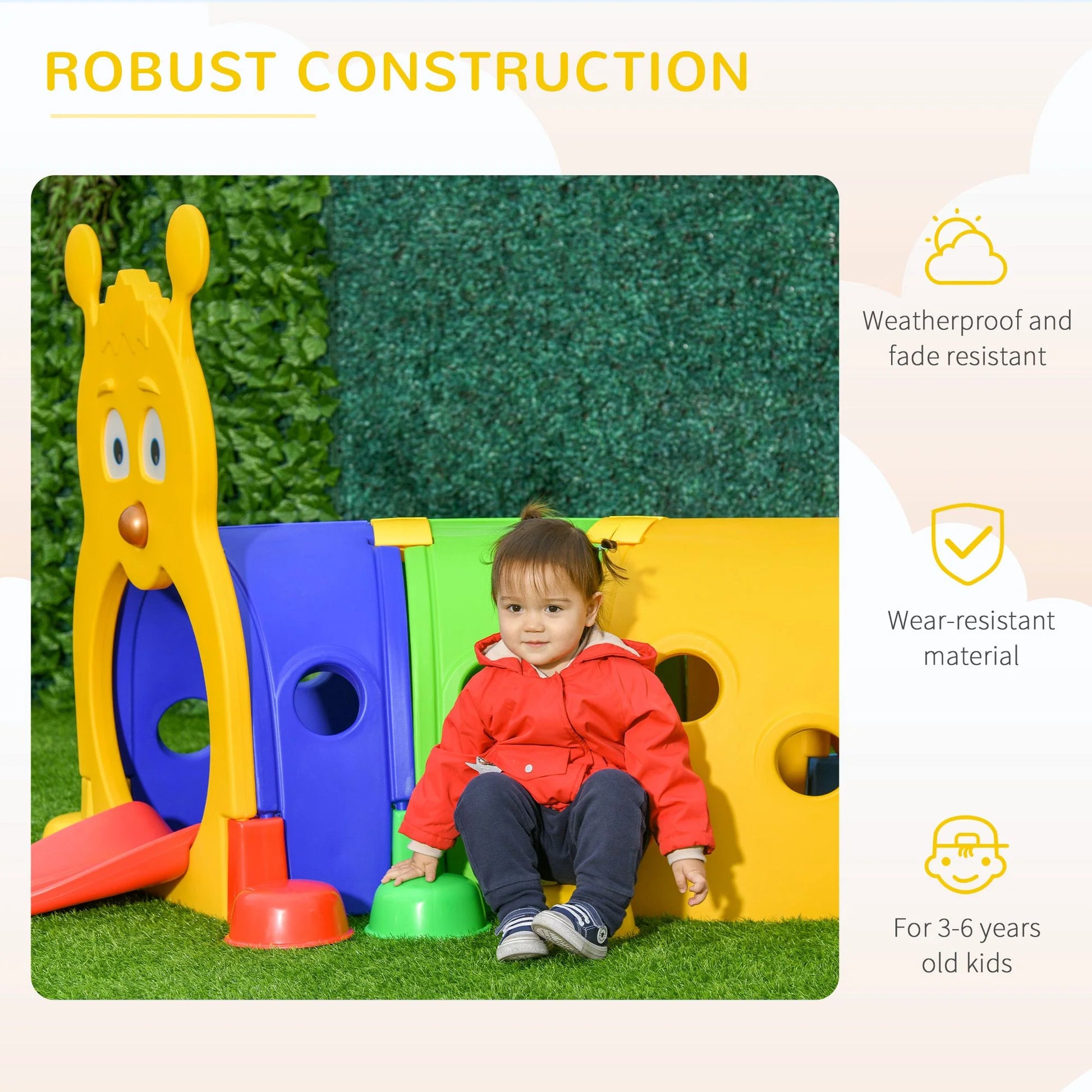 Doba Caterpillar Tunnel, Kids Outdoor Play, Multicolor 59 Inches Long, Non-toxic PP, Toddler Toy for 3-6 Years Old