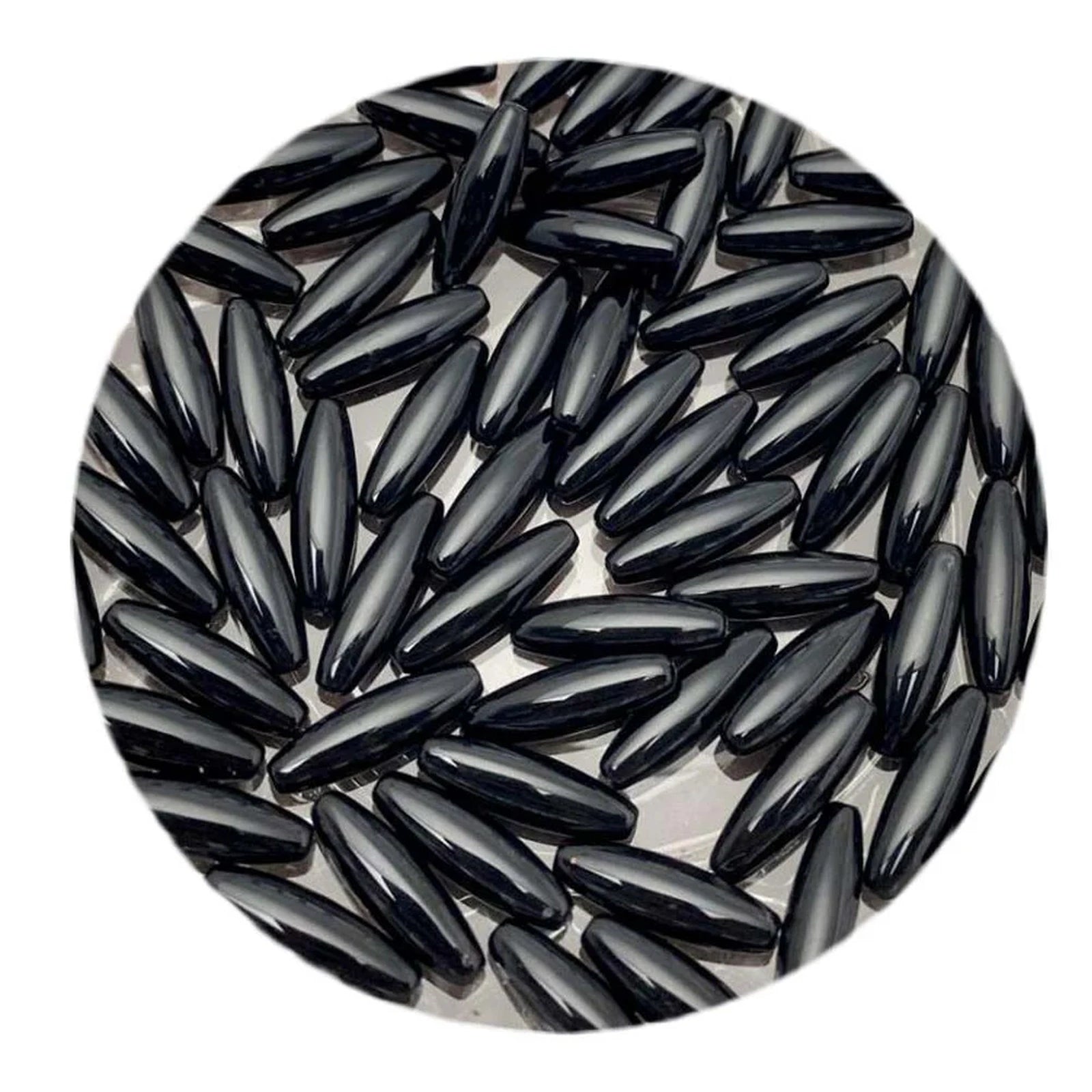 Doba 650Pcs Black Ellipse Shape Loose Beads Acrylic Long Tube Loose Beads for DIY Handbag Jewelry Projects Bracelets Default