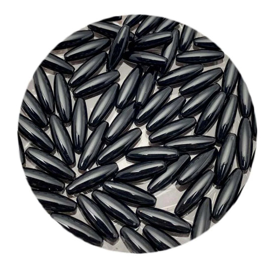 Doba 650Pcs Black Ellipse Shape Loose Beads Acrylic Long Tube Loose Beads for DIY Handbag Jewelry Projects Bracelets Default