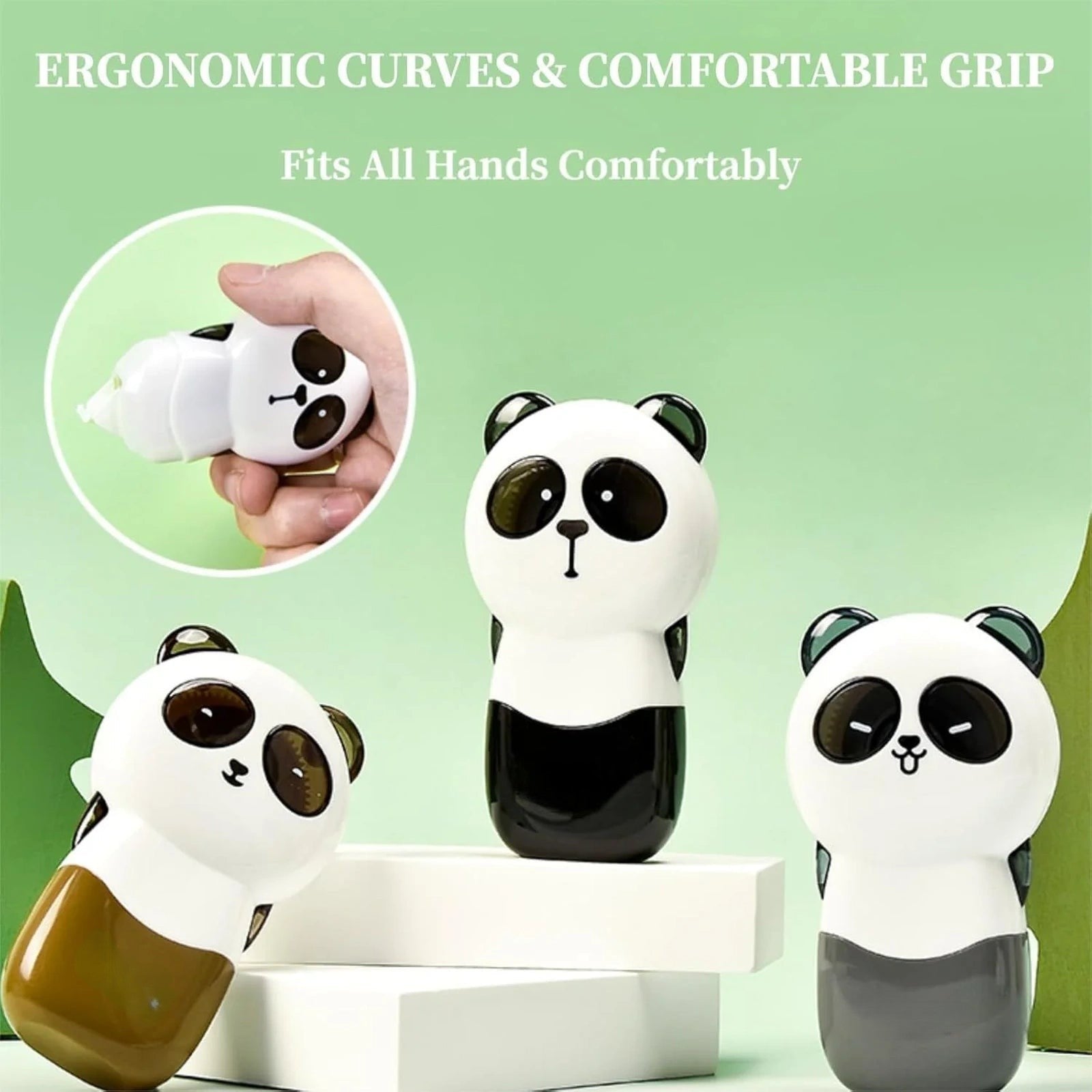 Doba Aesthetic and Cute Panda-Shaped White Errors Out Correction Tape, 39.37ft (12m) Each, 3-Count Pack, Easy to use, Dry Instantly, Clean and Tear-Resistant Tape Office or School Supplies