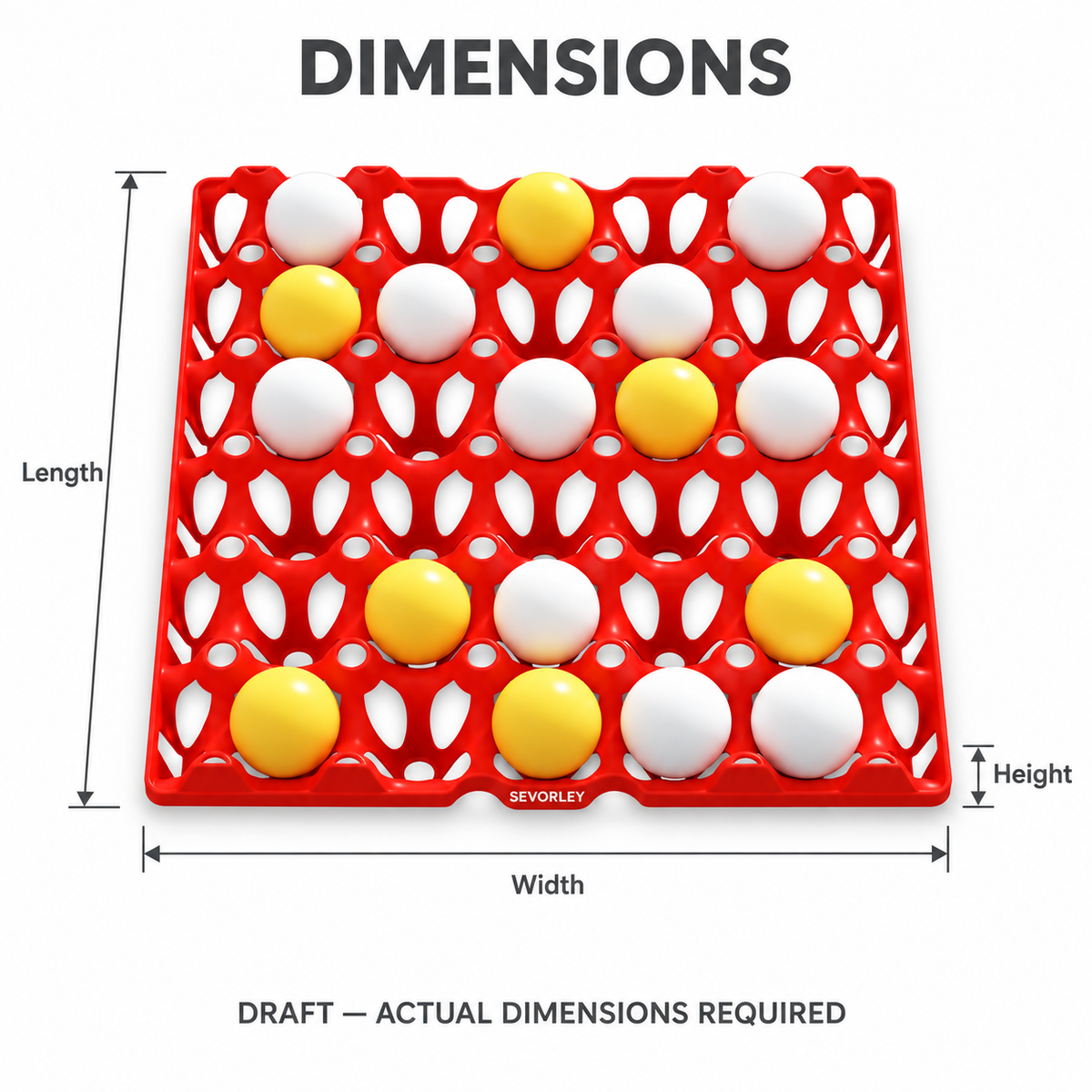 SEVORLEY SEVORLEY Bounce and Align Ball Game with Red Plastic Board, 15 White Balls and 15 Yellow Balls