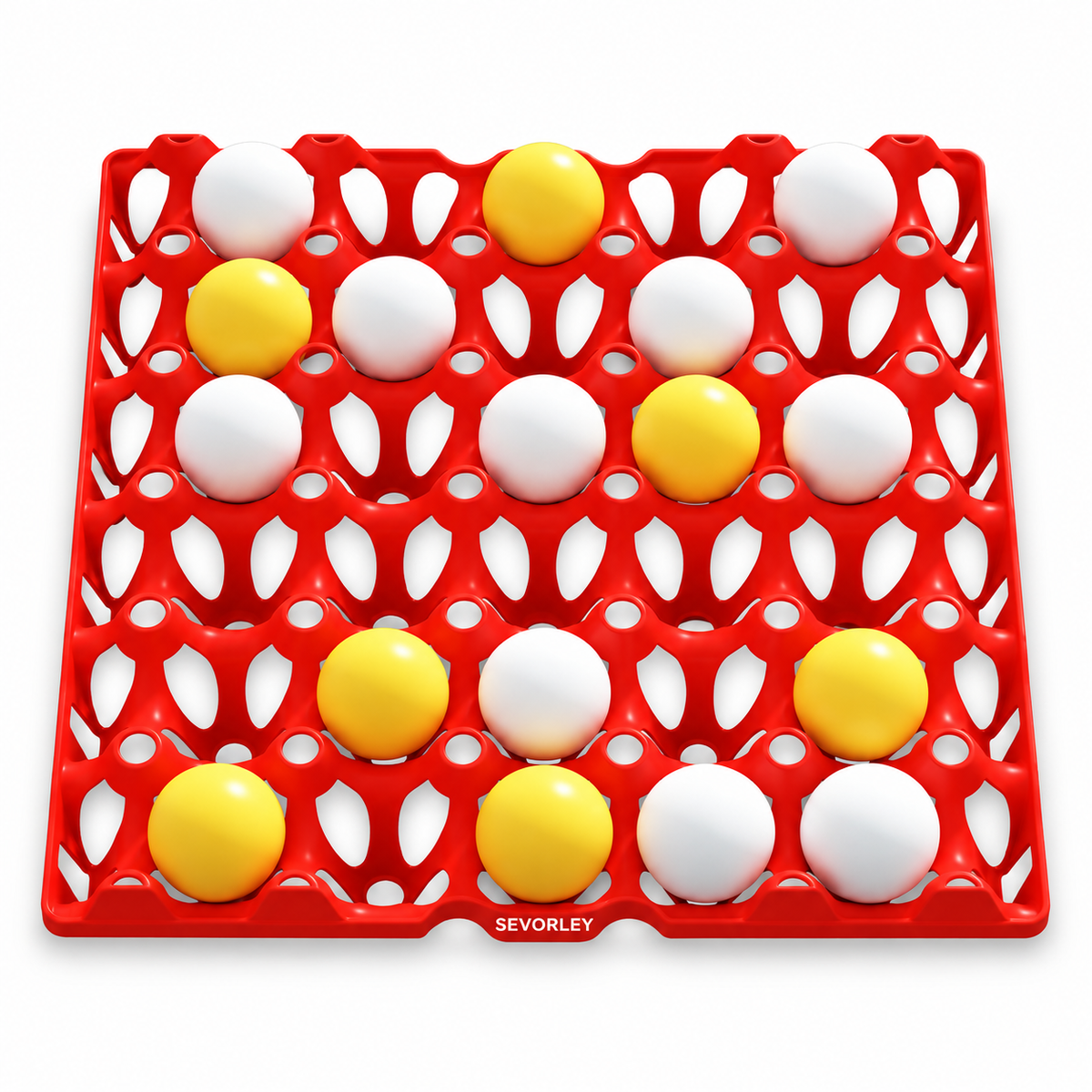 SEVORLEY SEVORLEY Bounce and Align Ball Game with Red Plastic Board, 15 White Balls and 15 Yellow Balls