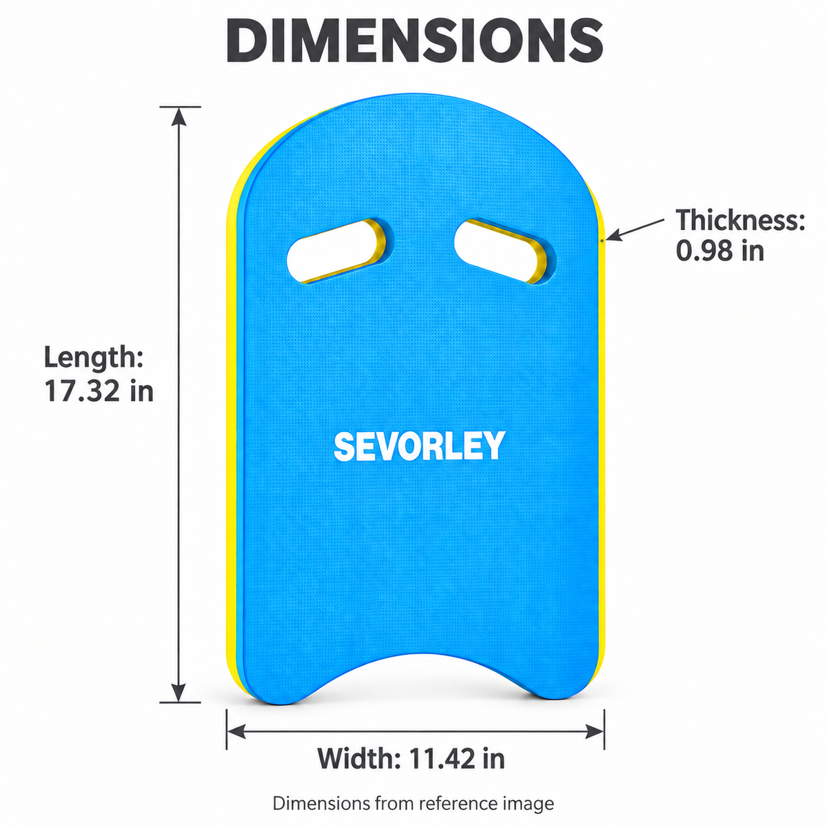 SEVORLEY SEVORLEY EVA Swim Kickboard with Dual Grip Openings, Blue and Yellow U-Shaped Swimming Board, 44 x 29 cm