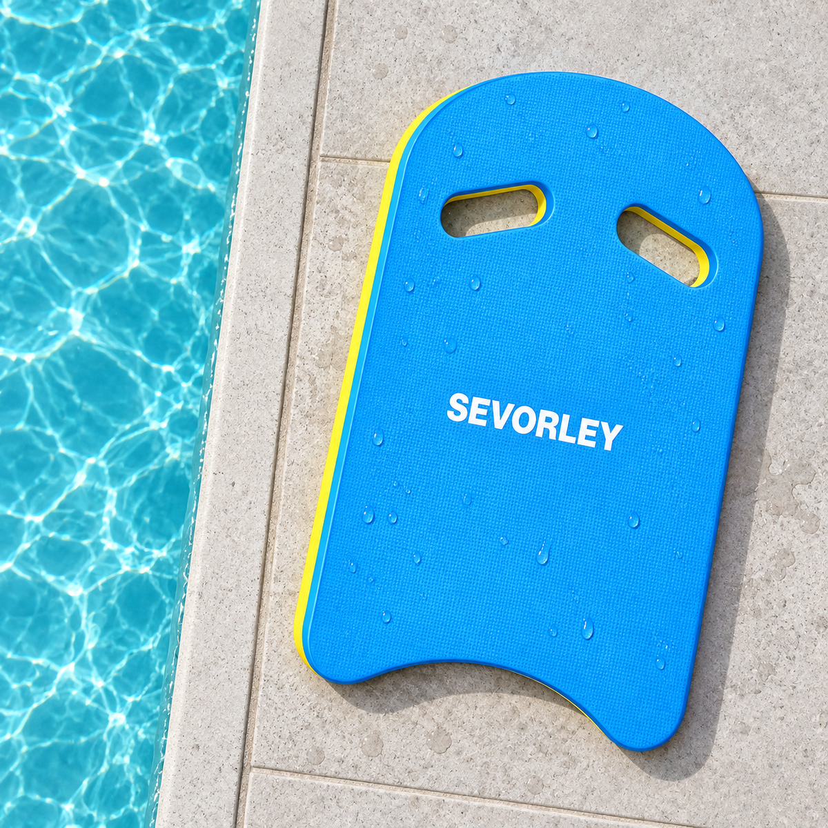 SEVORLEY SEVORLEY EVA Swim Kickboard with Dual Grip Openings, Blue and Yellow U-Shaped Swimming Board, 44 x 29 cm