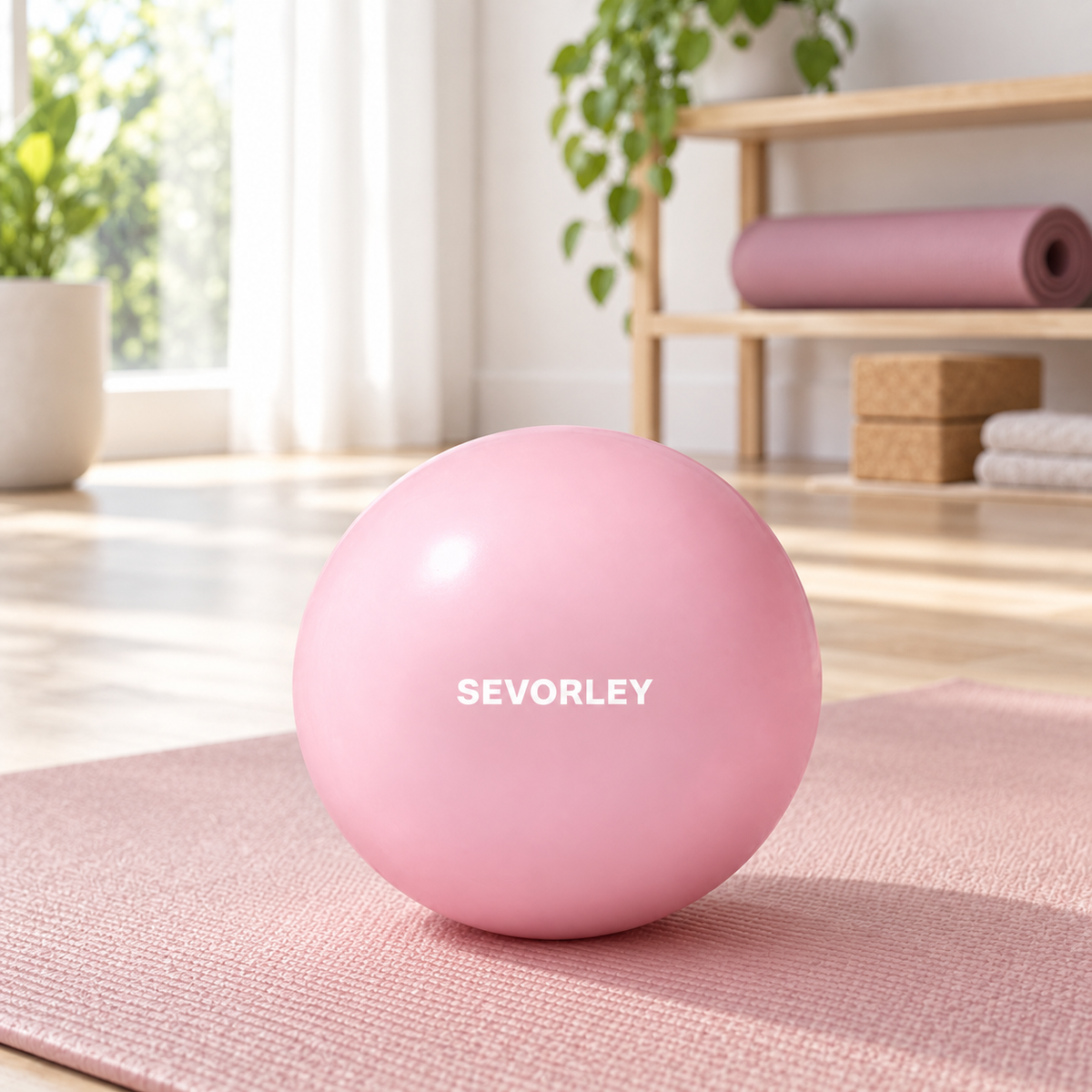 SEVORLEY SEVORLEY Pilates Ball, 25 cm Inflatable PVC Yoga Exercise Ball in Light Pink with Inflation Straw
