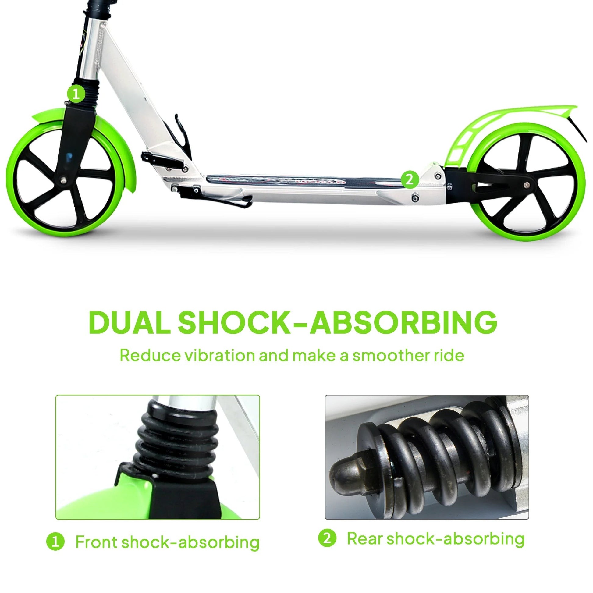 SEVORLEY Foldable Adult Kick Scooter – One-Step Folding Design, Lightweight Aluminum Frame, Responsive Rear Brake, Adjustable Handlebar Height, 100 kg Weight Capacity for Teens & Adults